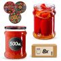 Słoiki na przetwory Kisko 500ml fi82mm 8szt + wieczko Haftowanka