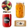 Słoiki na przetwory Simo 900ml 8szt 82mm + wieczka "Owoce"