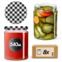 Słoiki na przetwory Maki 540ml 8szt 82mm + wieczka "Czarna Krata"