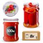Słoiki na przetwory Kisko 500ml 8szt 82mm + wieczka "Jagody"