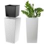 Donica na kwiaty z wkładem rattan Pesaro 19 cm, biała