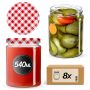 Słoiki na przetwory Maki 540ml 8szt 82mm + wieczka "Czerwona Krata"