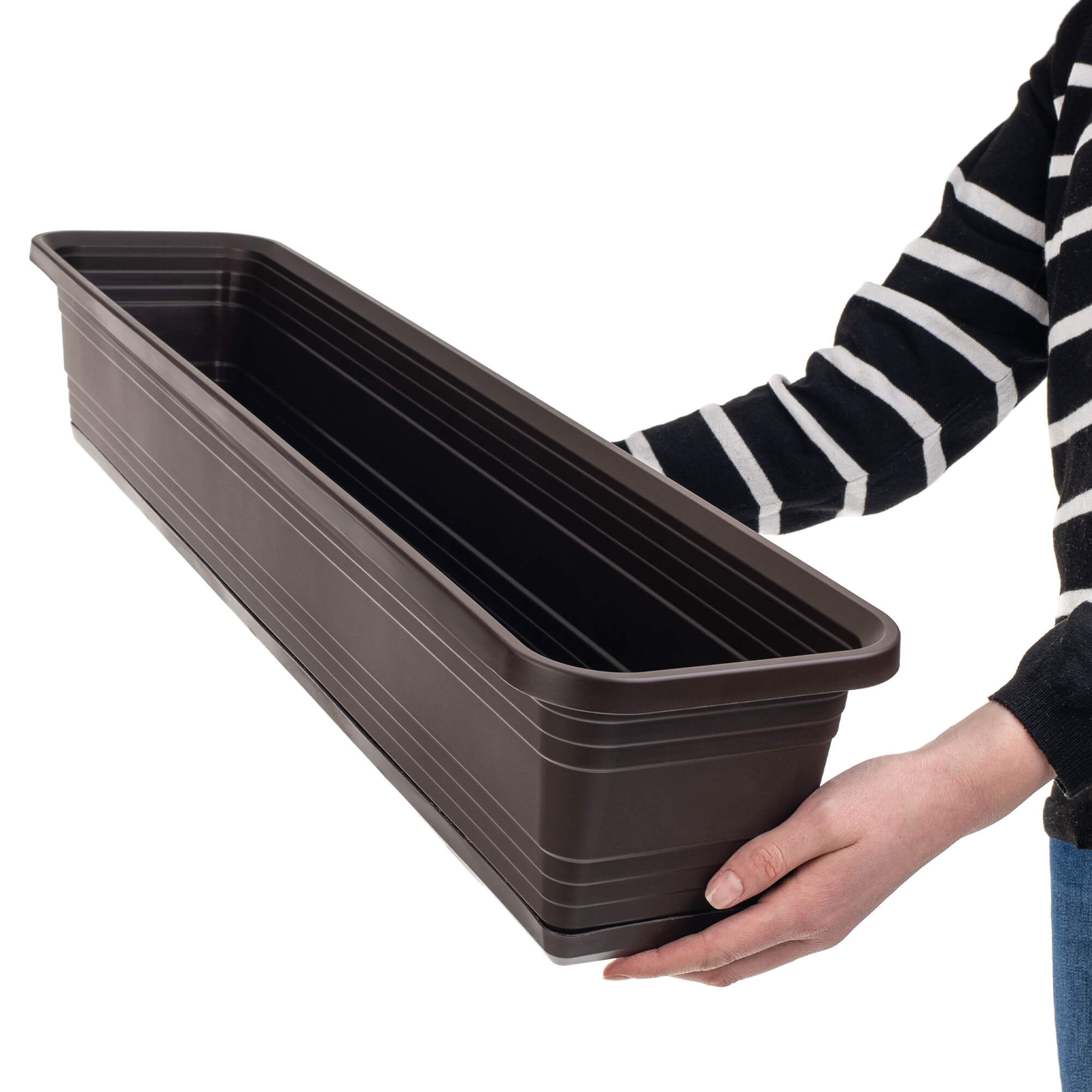 Skrzynka balkonowa z podstawką Paulin 80cm mokka