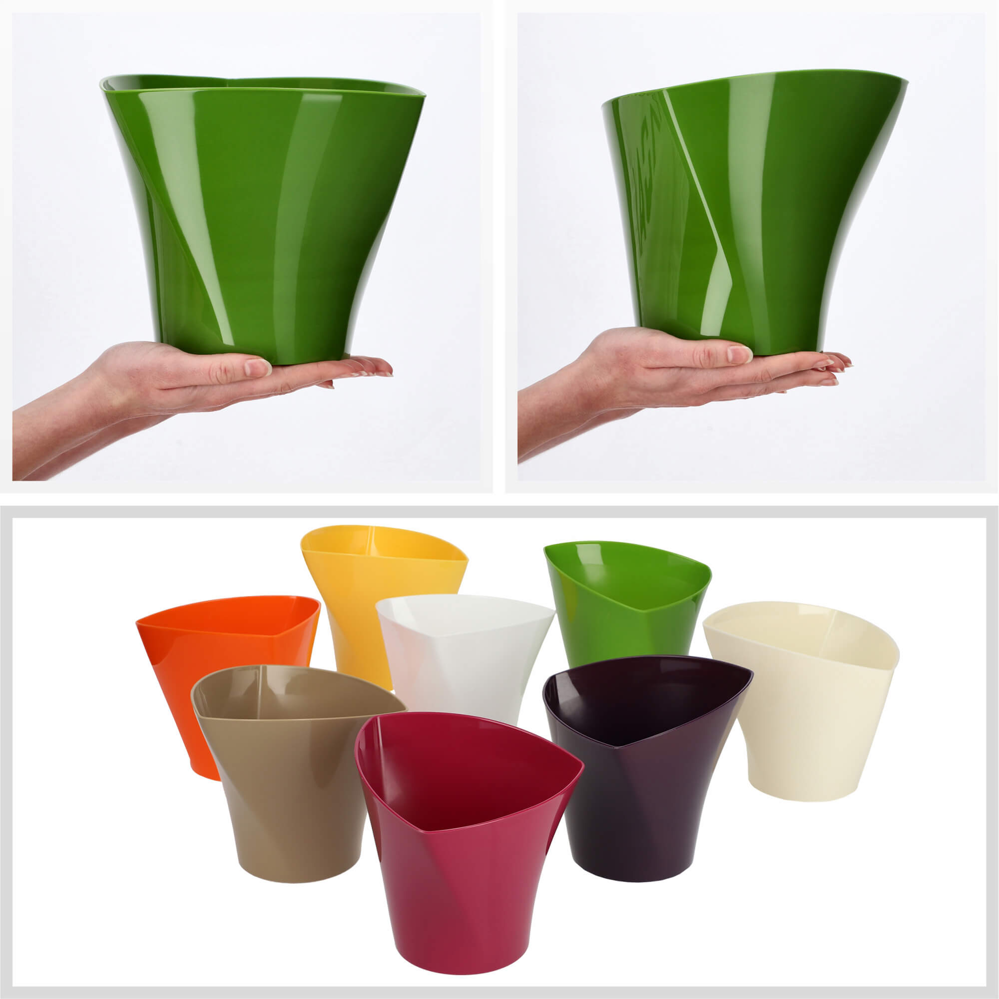 Doniczka asymetryczna 22 cm, zielona