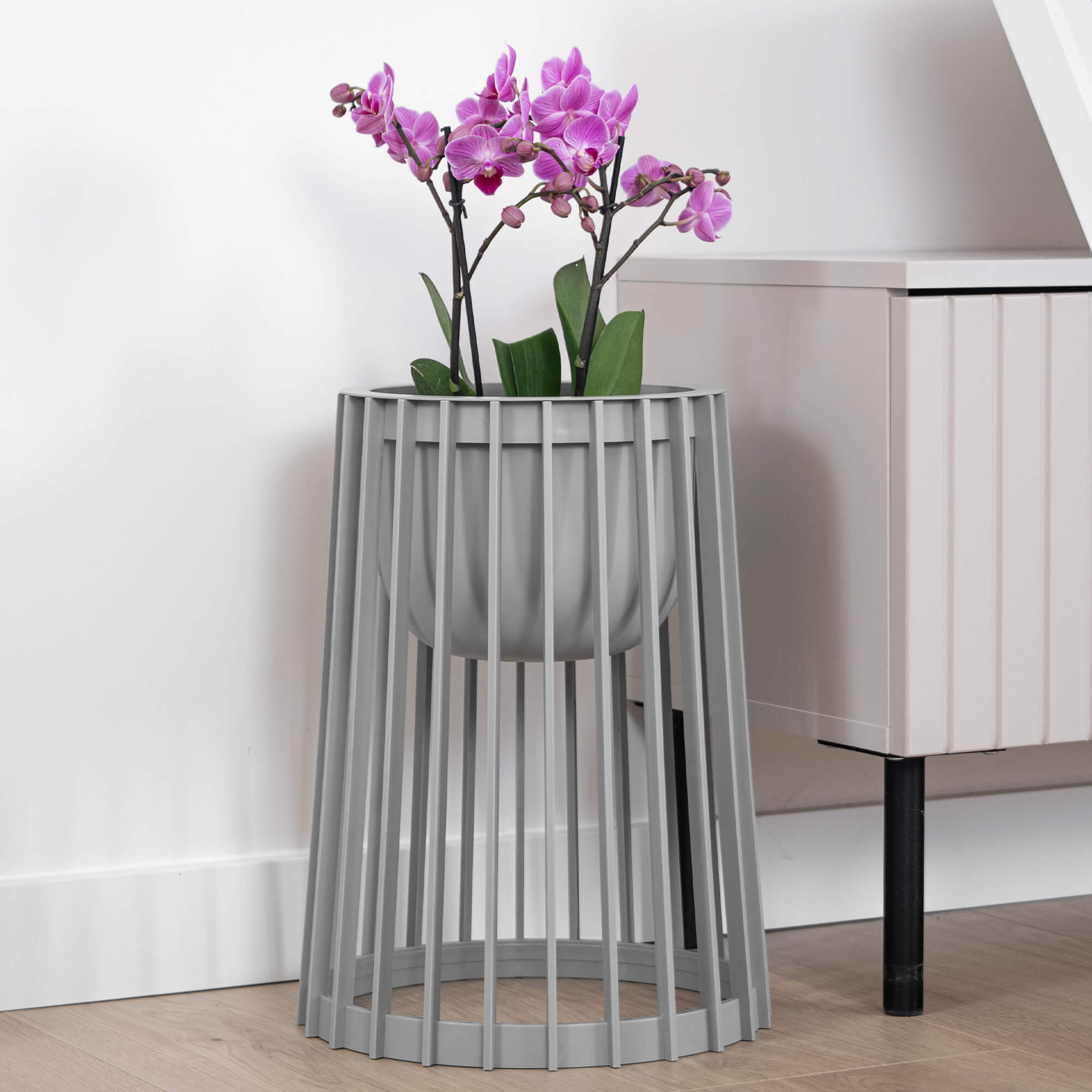 Kwietnik dwustronny Aytre 40 cm platynowy + 2 wkłady