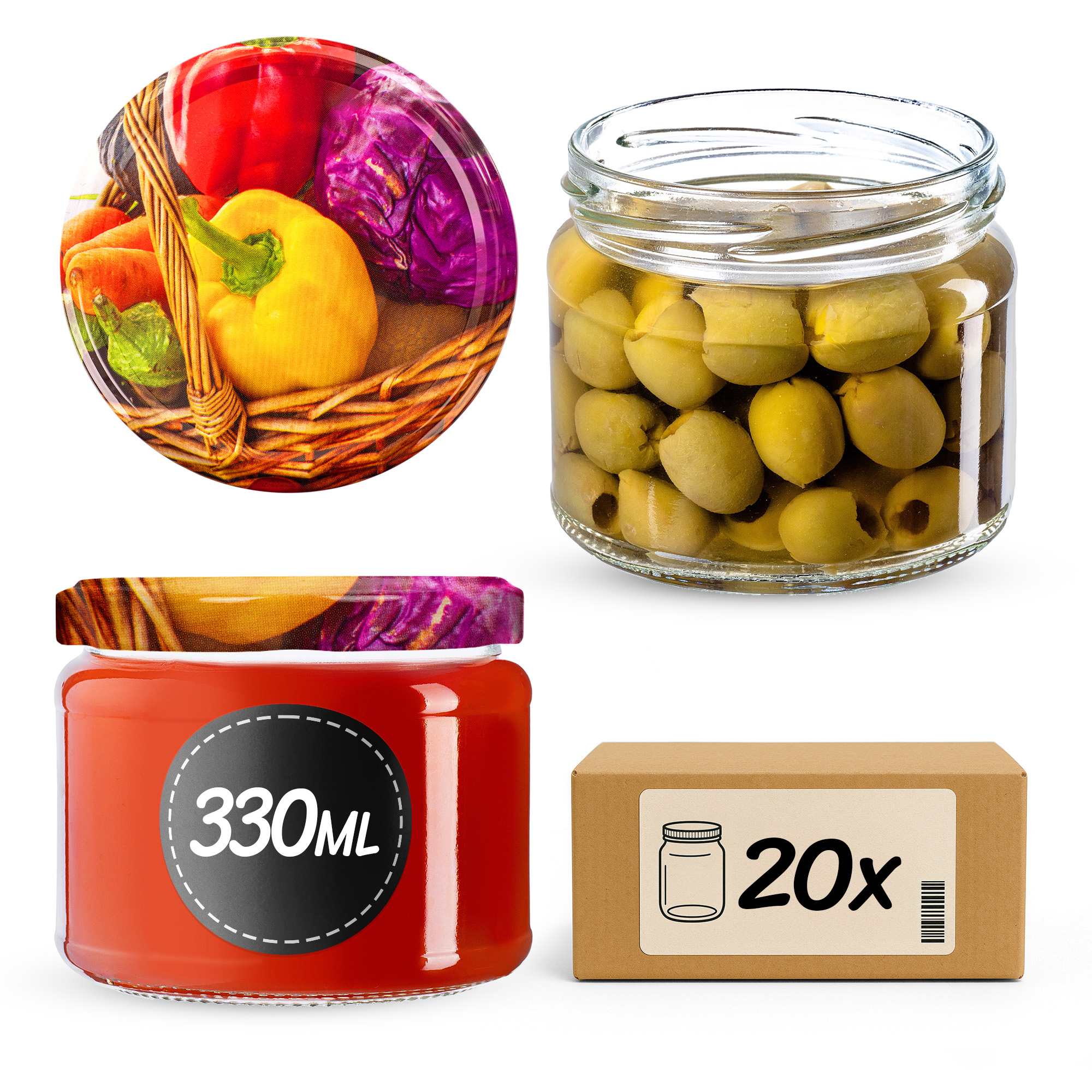 Słoiki na przetwory Sonka 330ml fi82mm 20szt + wieczko Warzywa