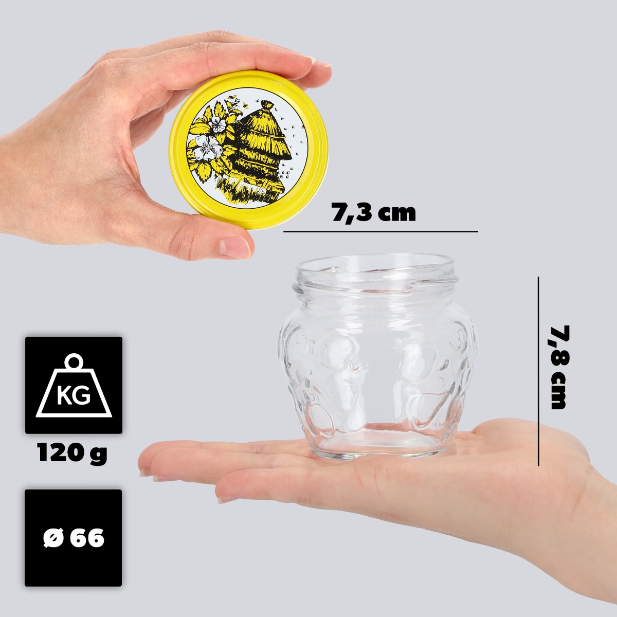 Słoiki Kemi 200ml 100szt 66mm + wieczka "Pszczoły"