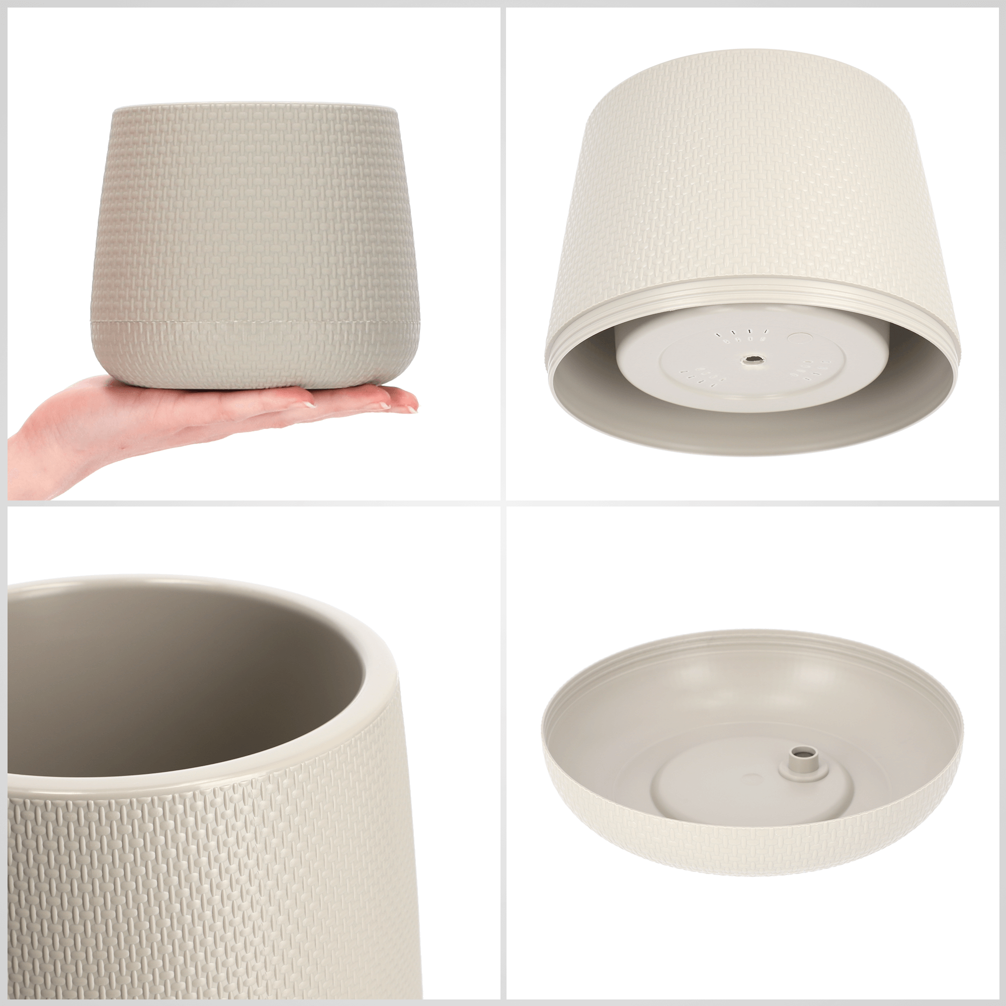 Doniczka z podstawką Peri 13 cm, beżowa