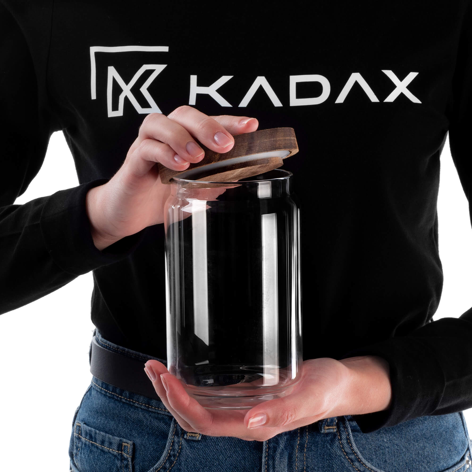 Pojemnik szklany na żywność Rucce z drewnianą pokrywką 750ml