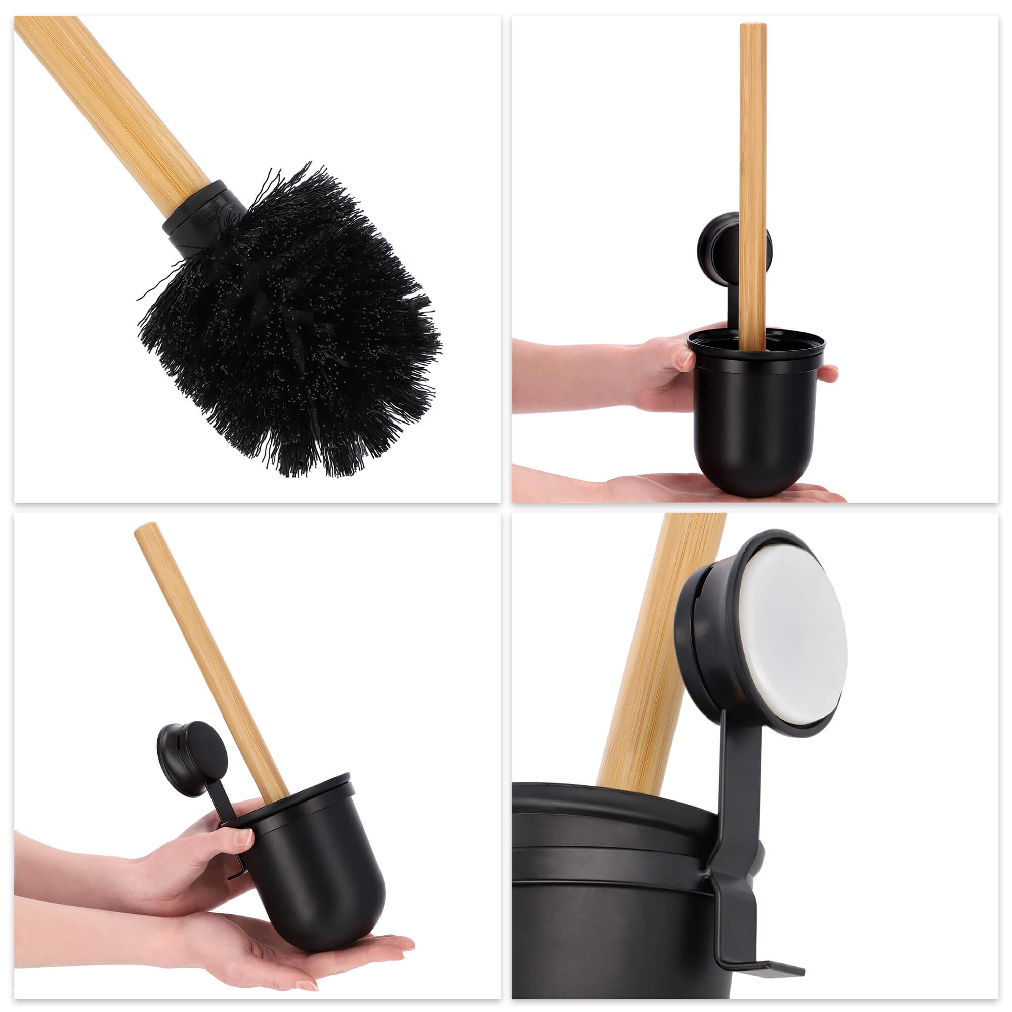 Szczotka do WC z przyssawką Faio 35 cm, czarna