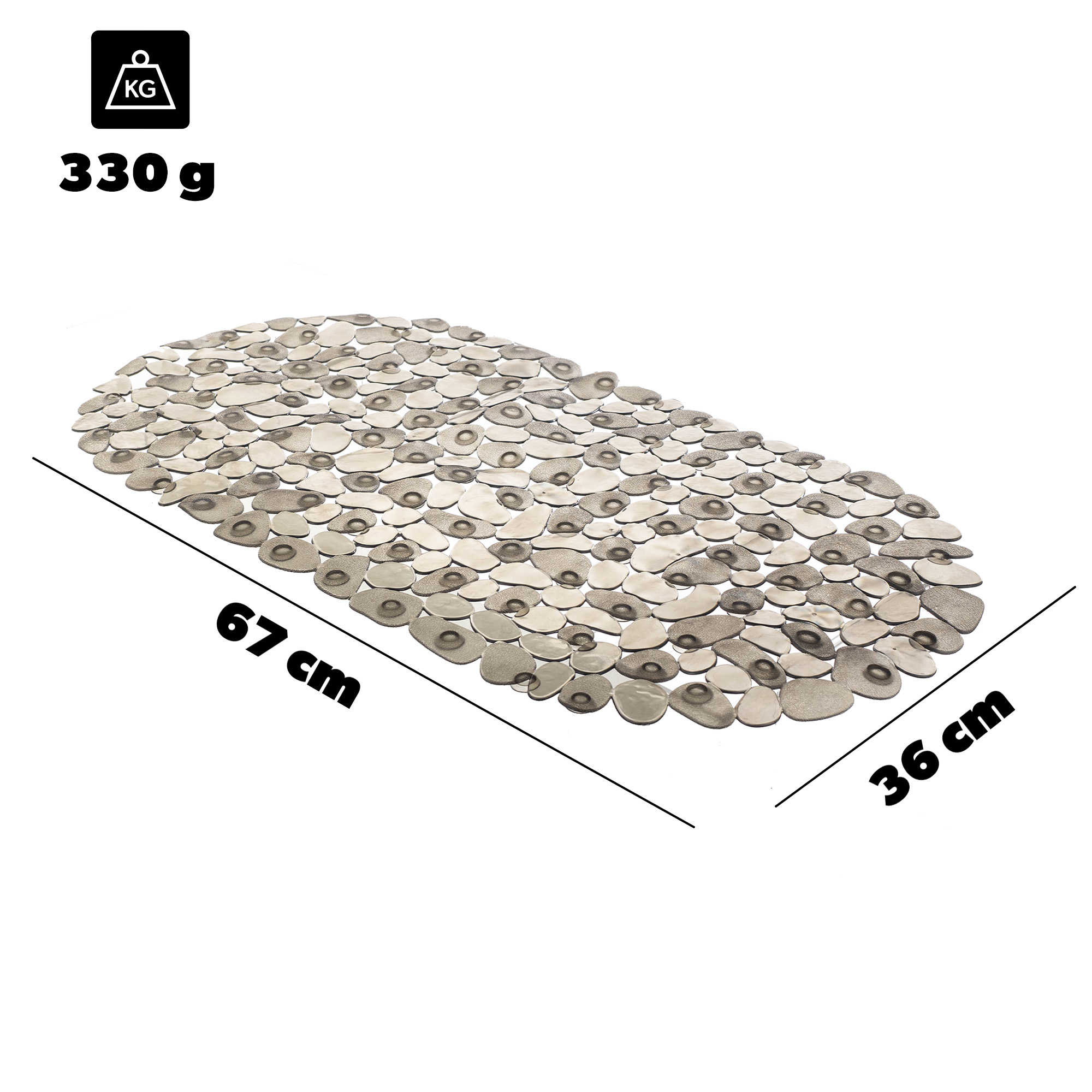 Mata łazienkowa Cabra 67x36 cm, szara transparentna