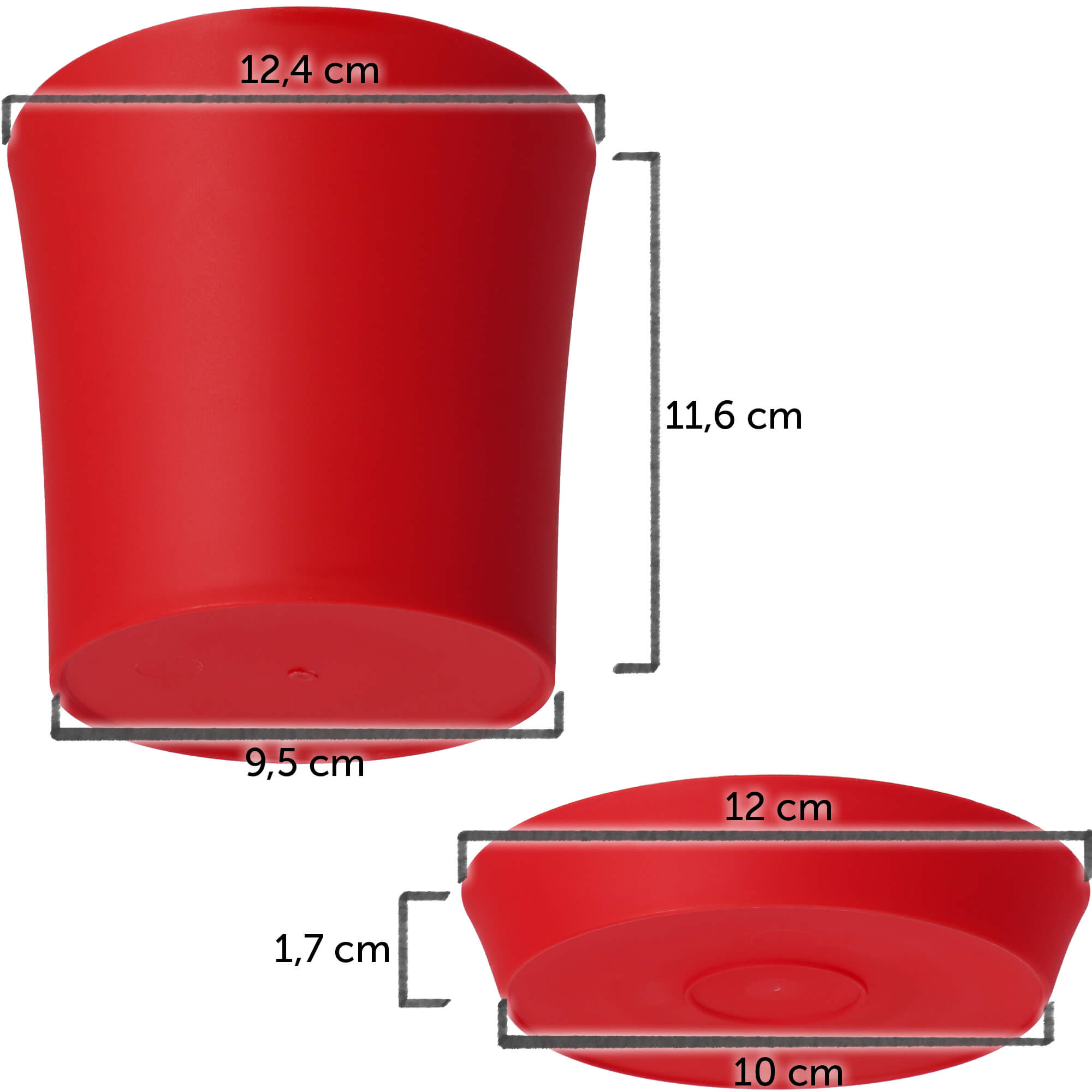 Doniczka na kwiaty Ersa 12 cm, czerwona
