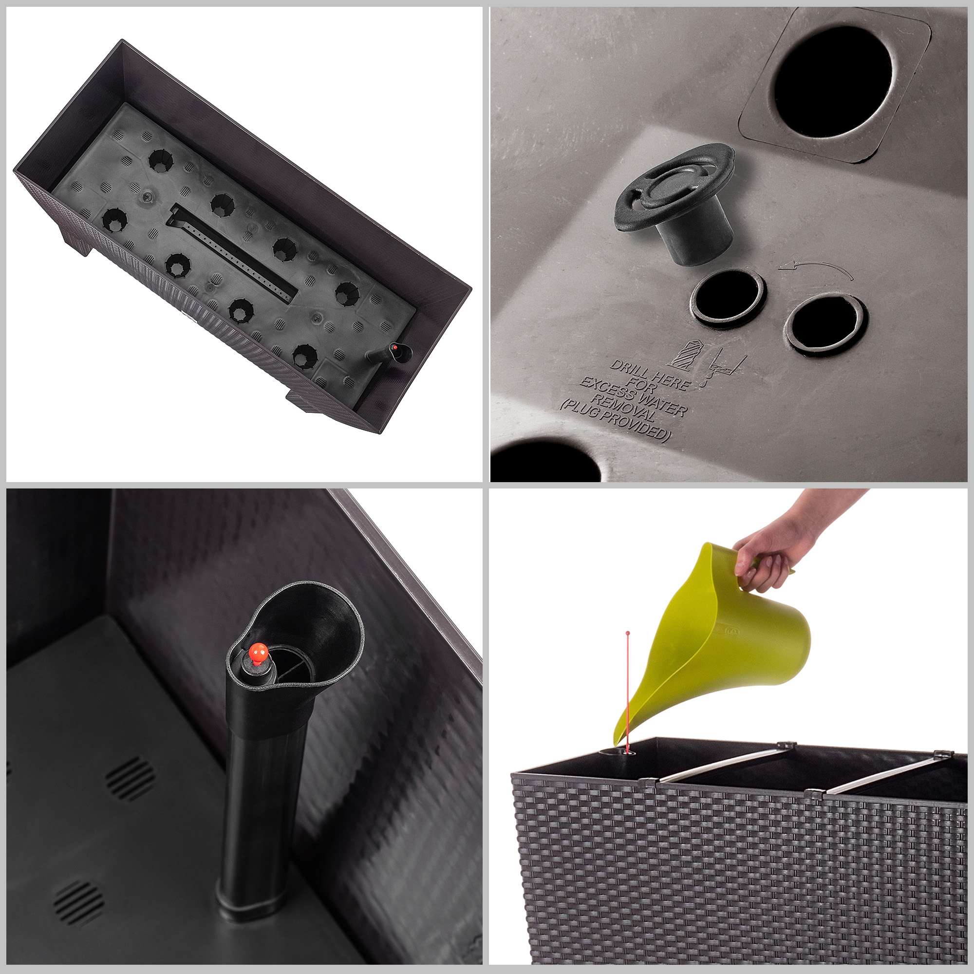 Doniczka z systemem nawadniania Trikala 80 cm, ciemny brąz