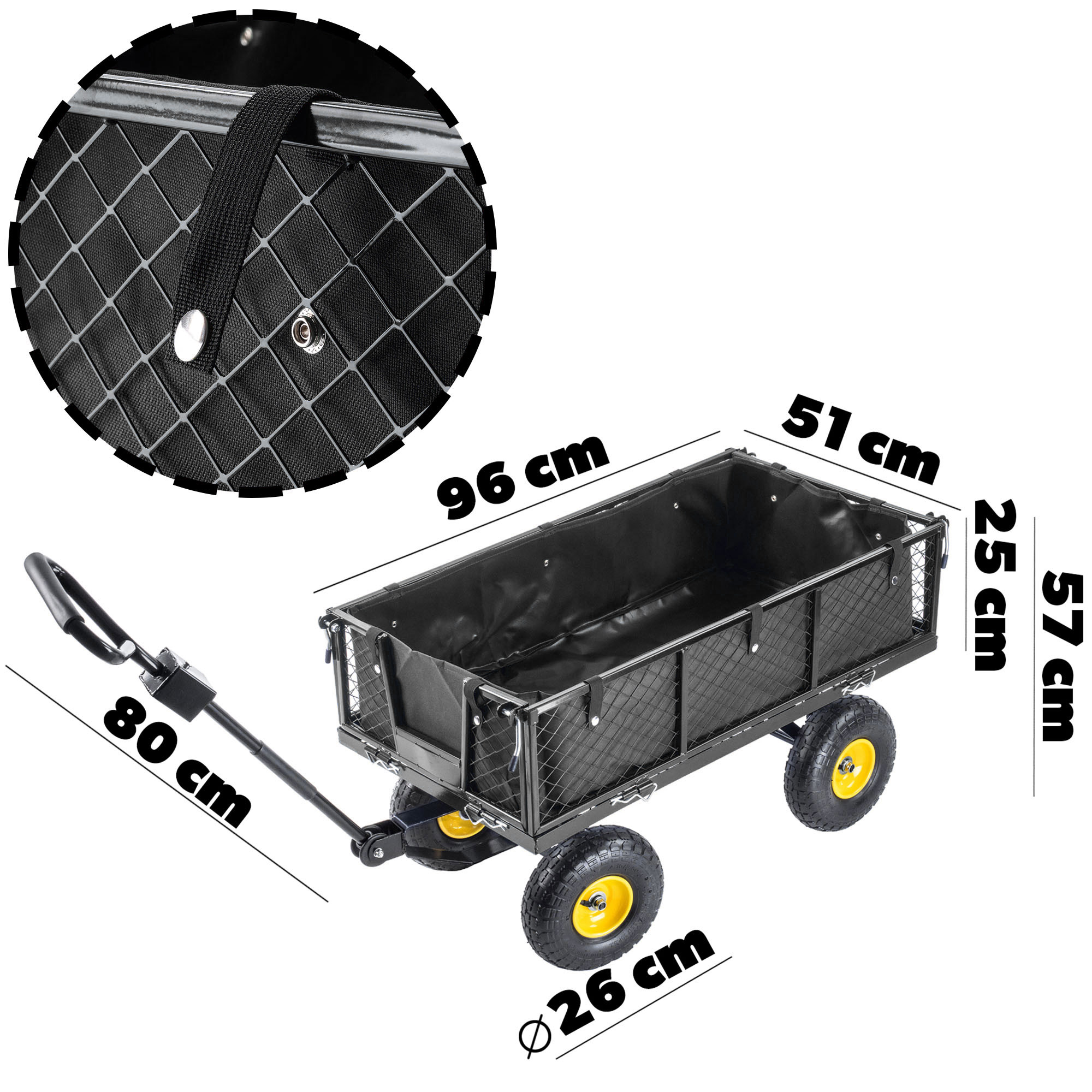 Wózek ogrodowy 3w1 300kg czarny z plandeką