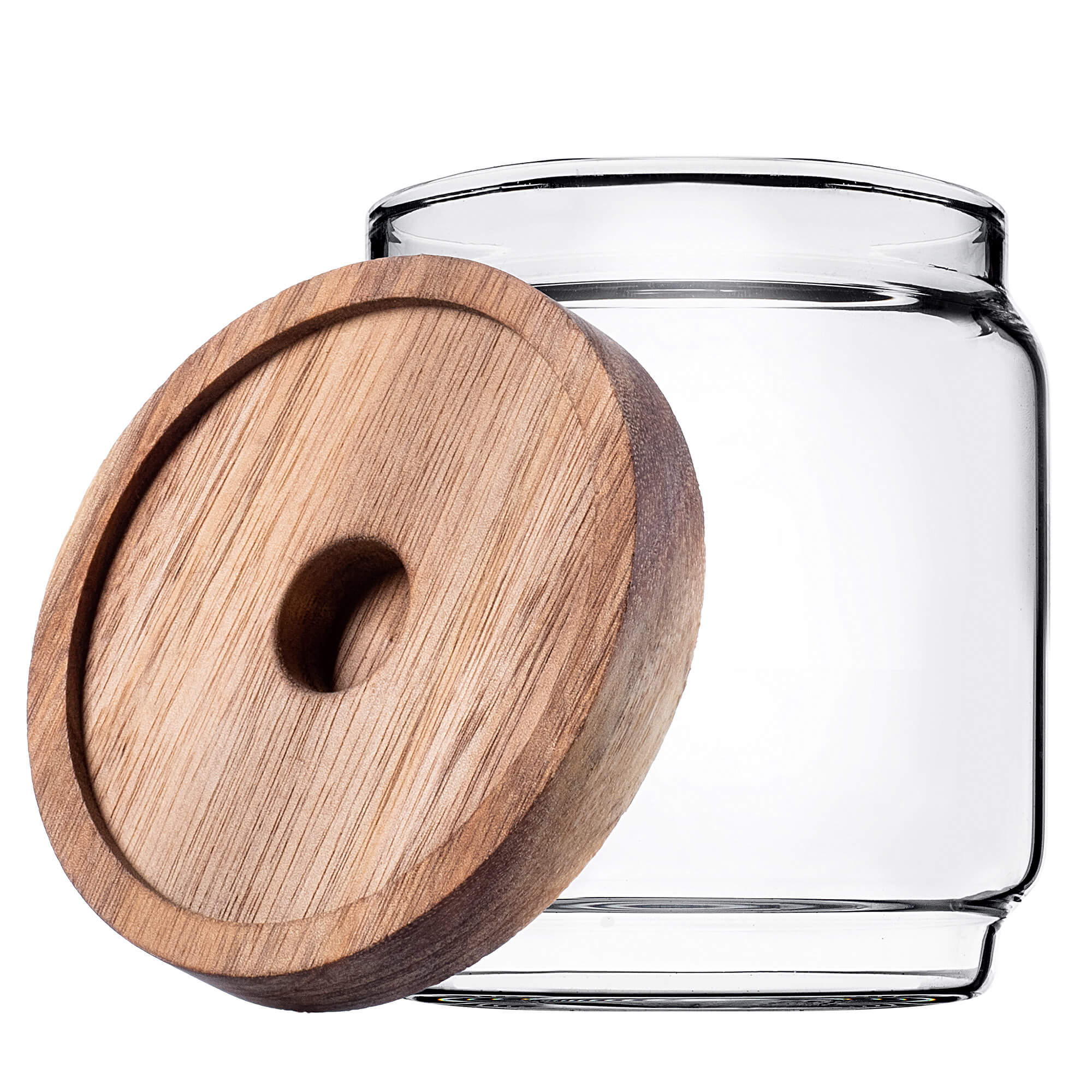 Pojemnik szklany na żywność Rucce z drewnianą pokrywką 450ml