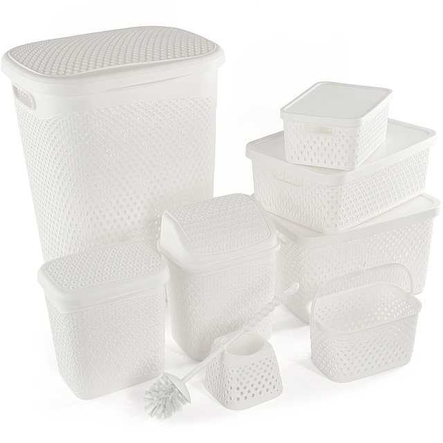 Koszyk z pokrywą do przechowywania Pau 4,5L biały