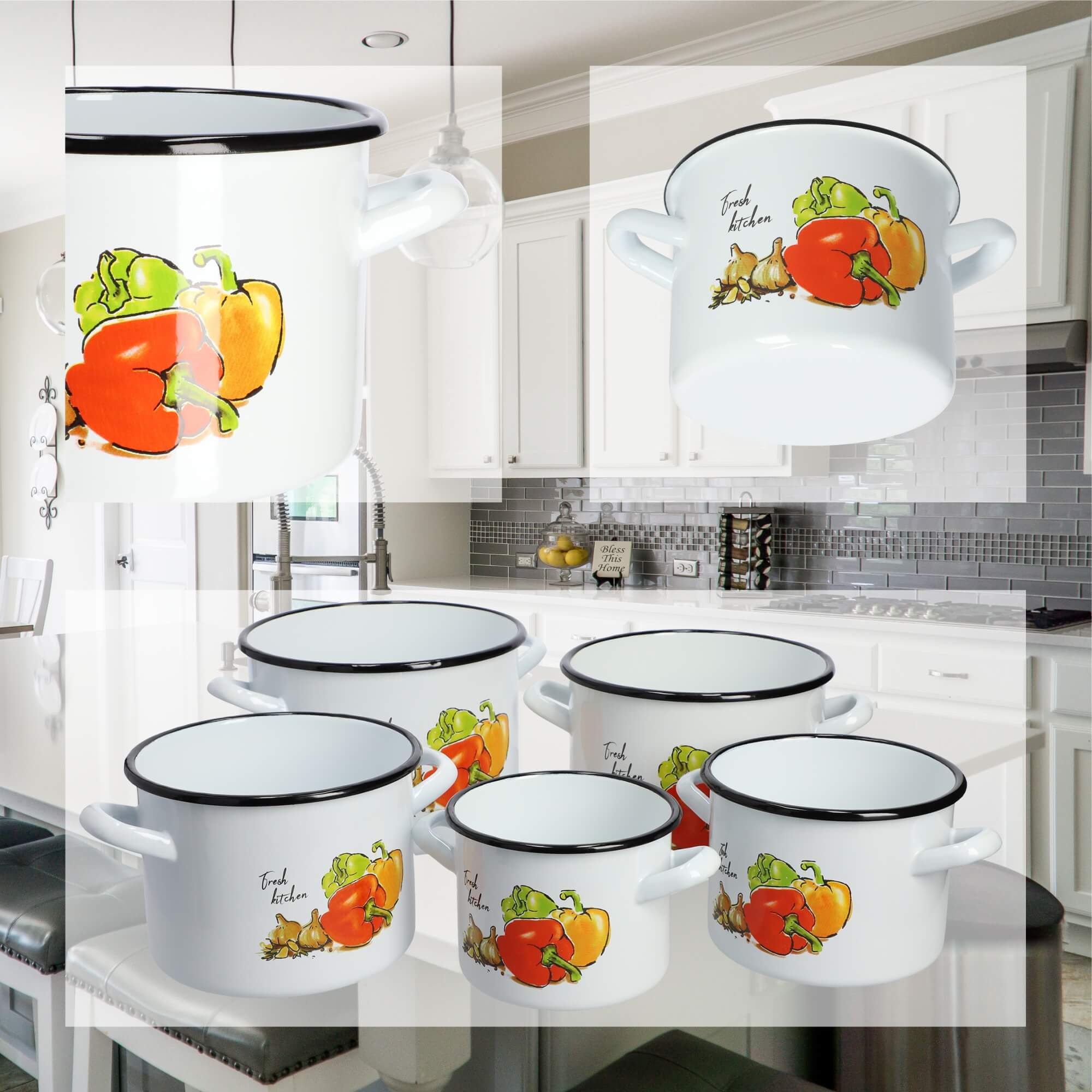 Garnek wysoki emaliowany 1.5L, papryka