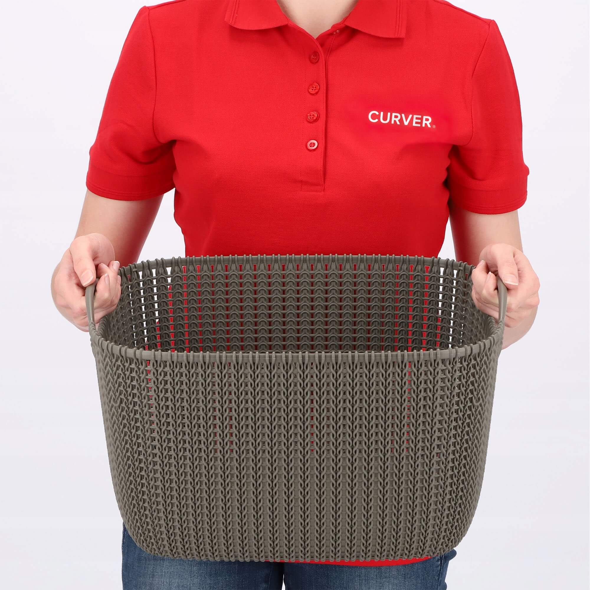 Koszyk z uchwytami 19L Curver Knit, brązowy