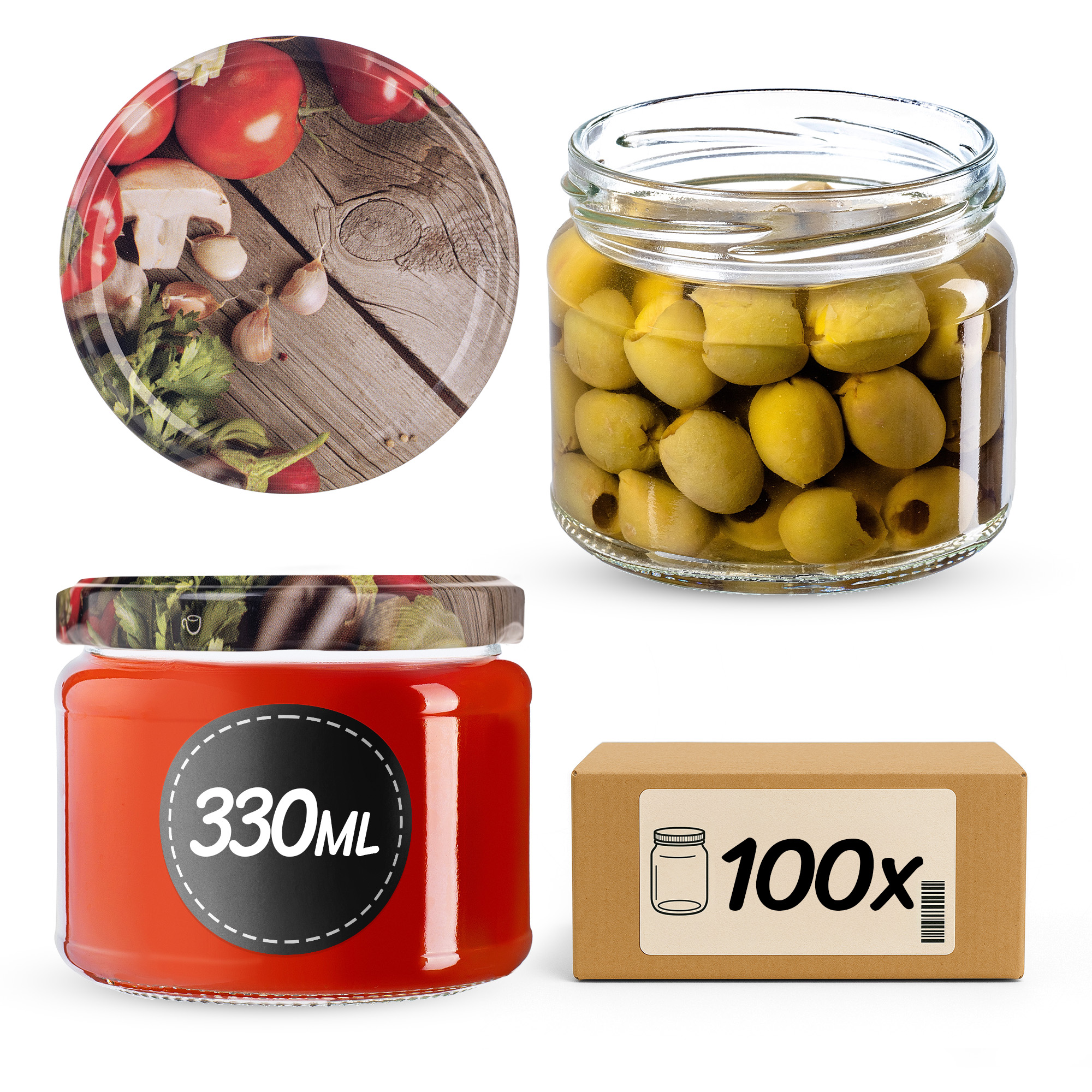 Słoiki na przetwory Sonka 330ml fi82mm 100szt + wieczko Warzywa
