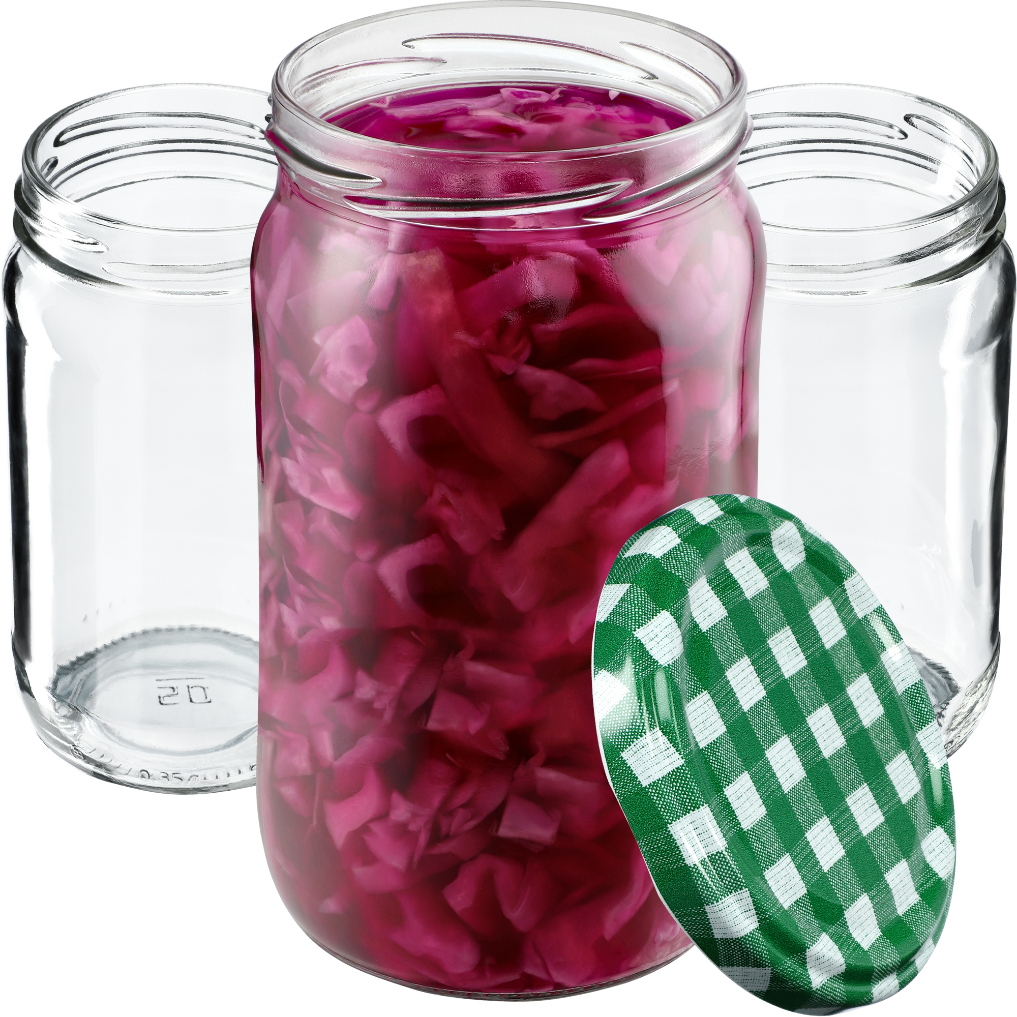 Słoiki na przetwory Gera 350ml fi66mm 20szt + wieczka "Zielona krata"