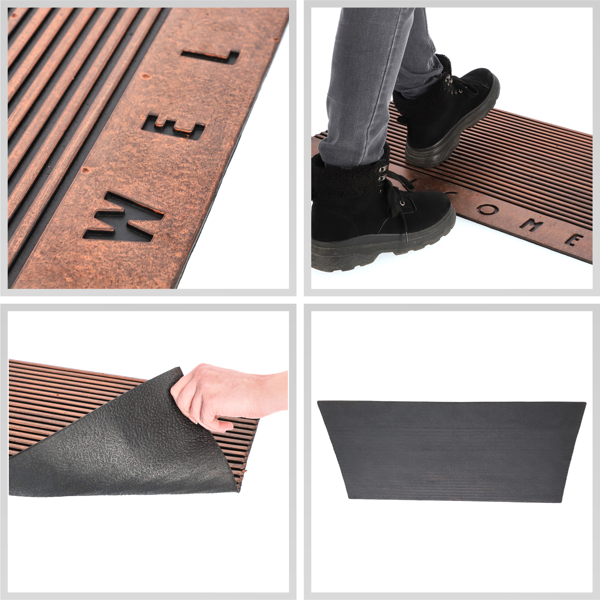 Wycieraczka gumowa „Welcome" 75 x 45 cm, brązowa