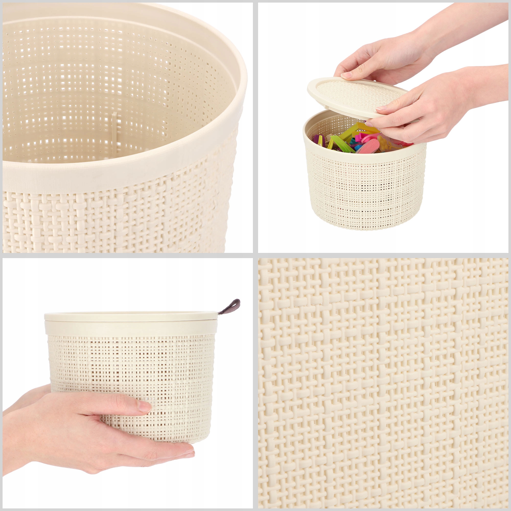 Koszyk na drobiazgi okrągły 2L Curver Jute, kremowy