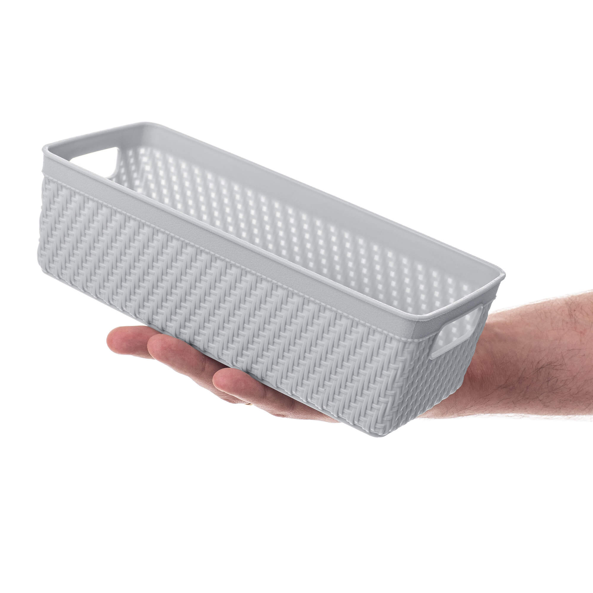 Koszyk prostokątny Lioni 24.5 x 10 x 7 cm jasny szary