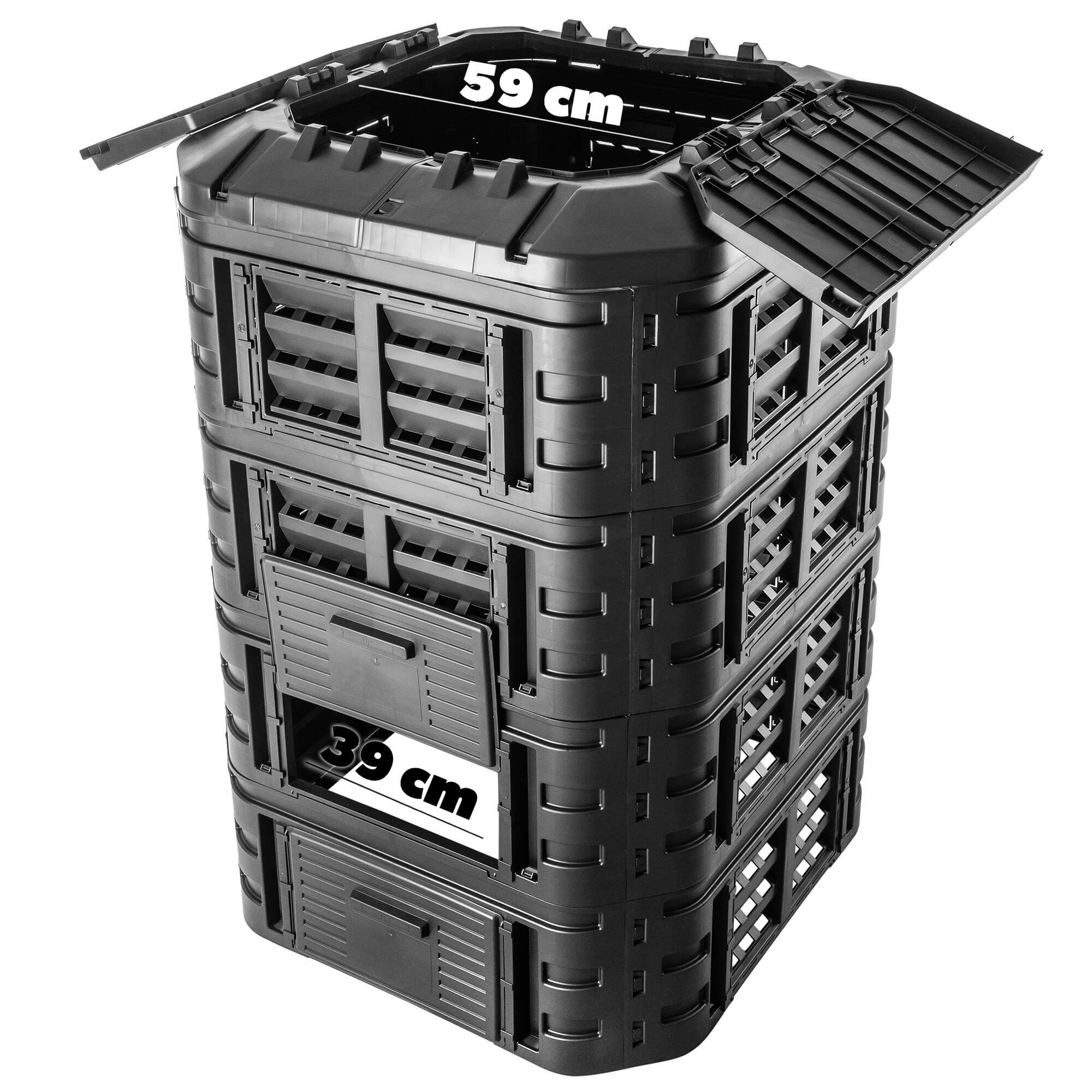 Kompostownik ogrodowy Nybro 1120L, czarny