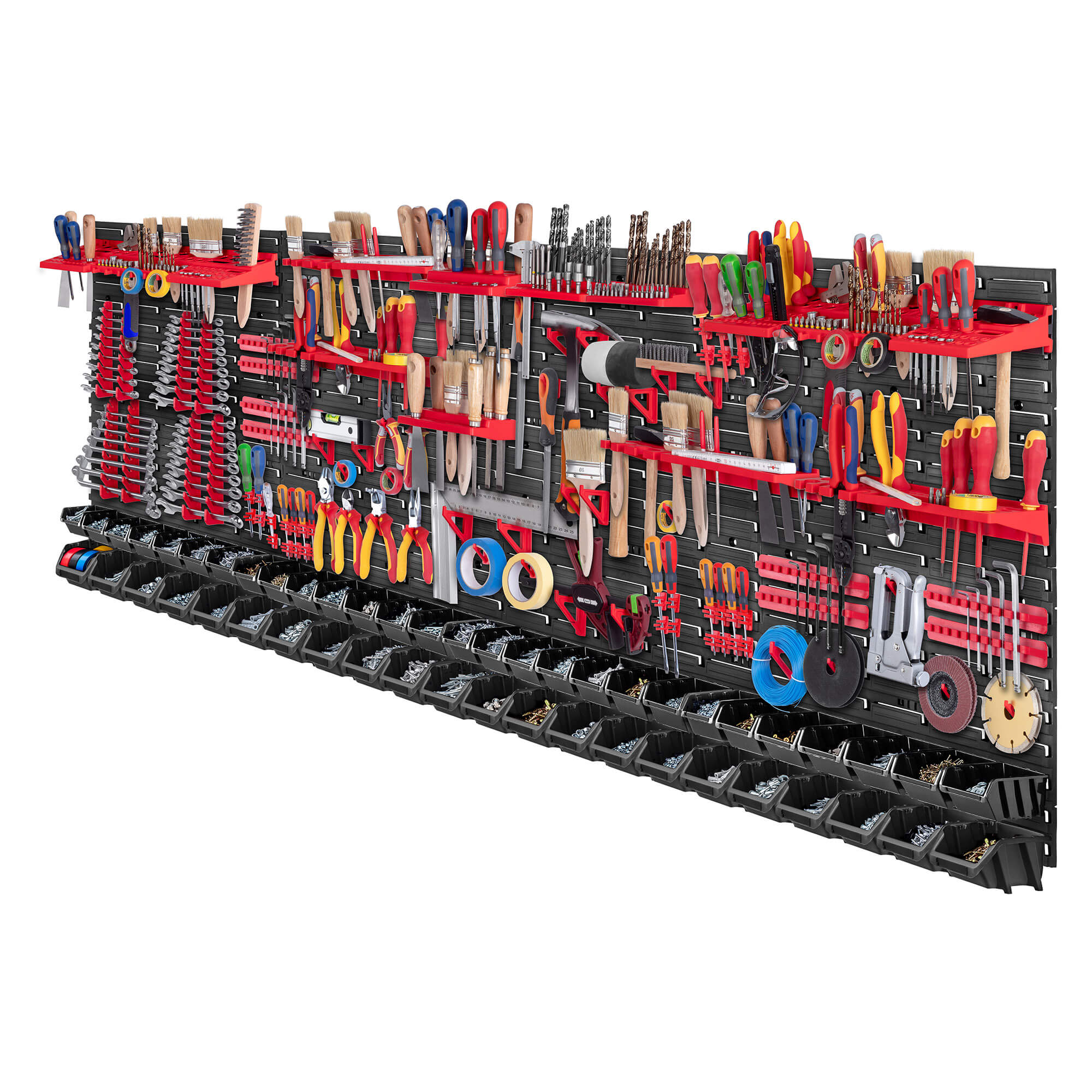 Tablica warsztatowa Lokke 140 elementów 232 x 78 cm, czarno-czerwona