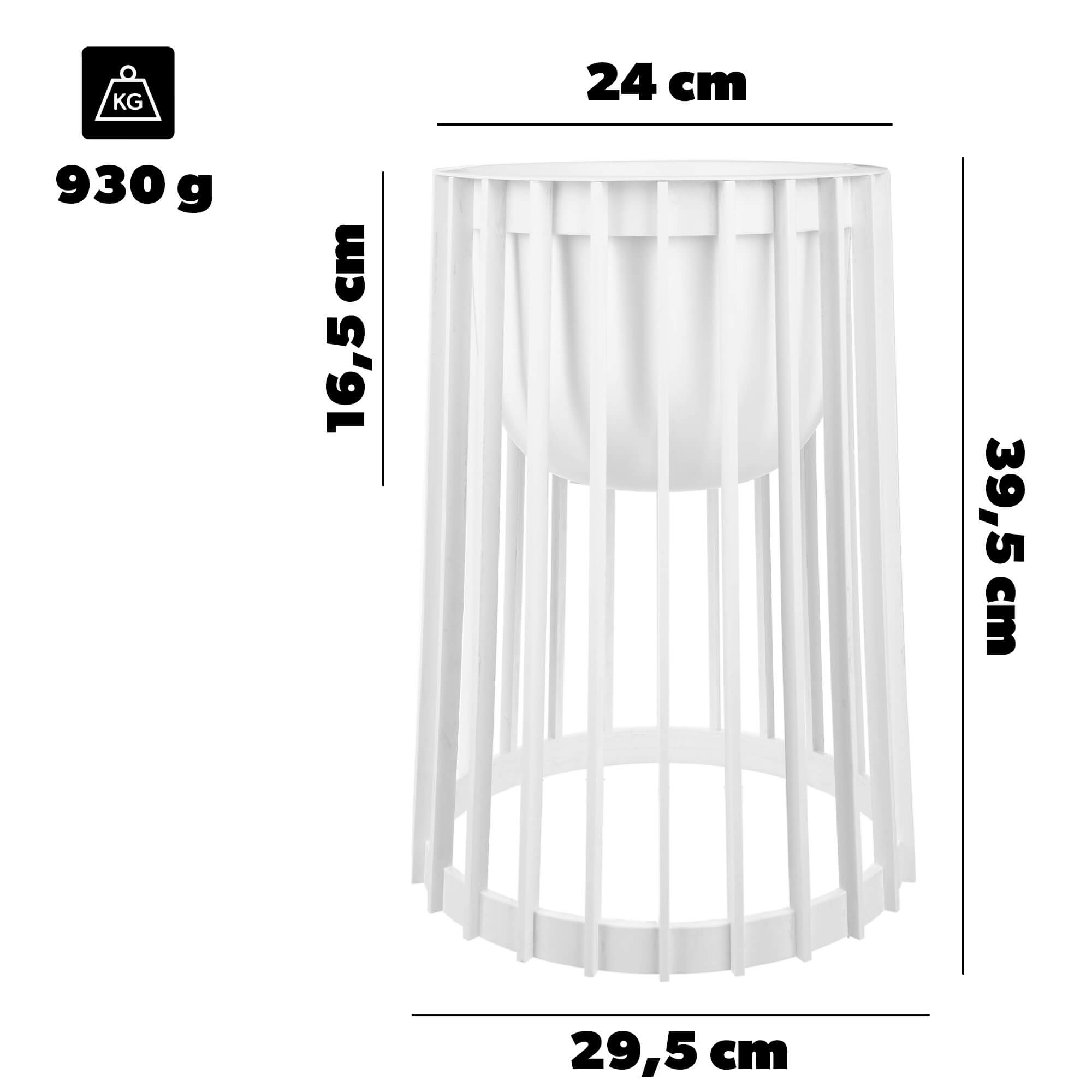 Kwietnik dwustronny Aytre 40 cm biały + wkład