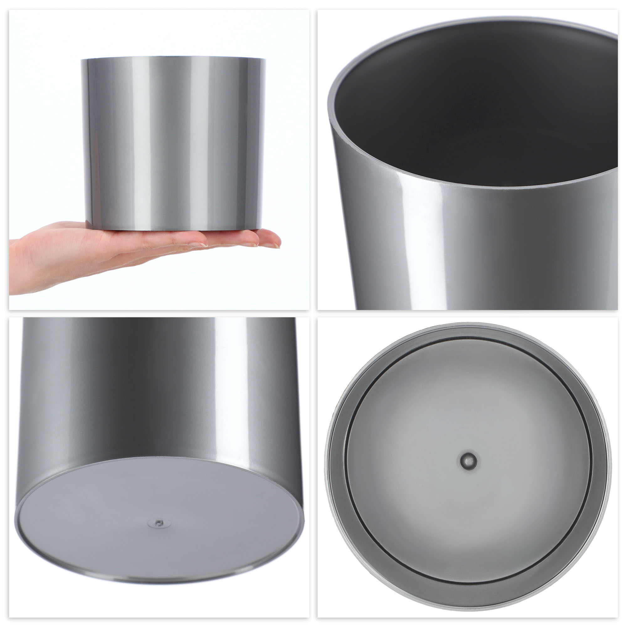 Doniczka na kwiaty okrągła Figari 12 cm, srebrna