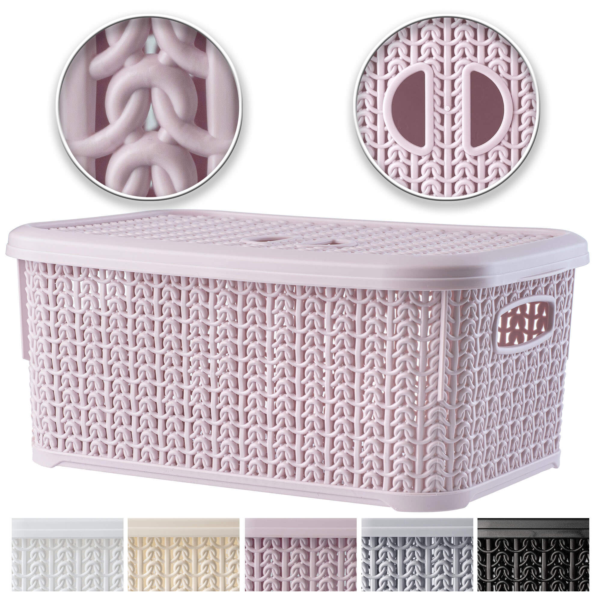 Koszyk z pokrywką 6L, różowy