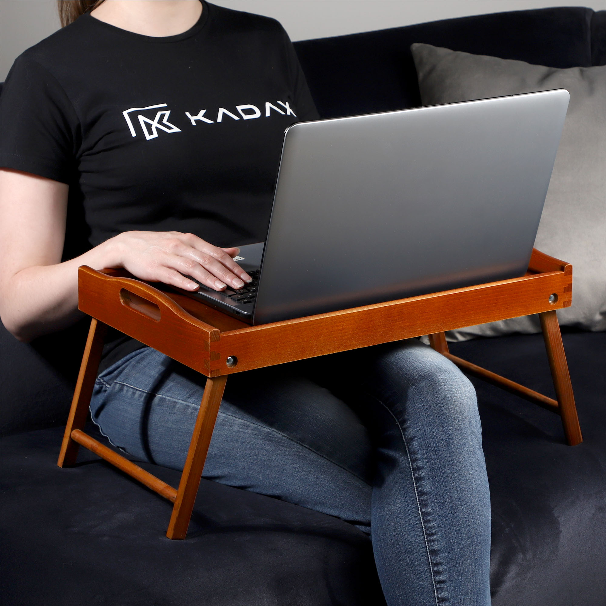 Stolik śniadaniowy Solia, pod laptopa, 50 cm, brązowy