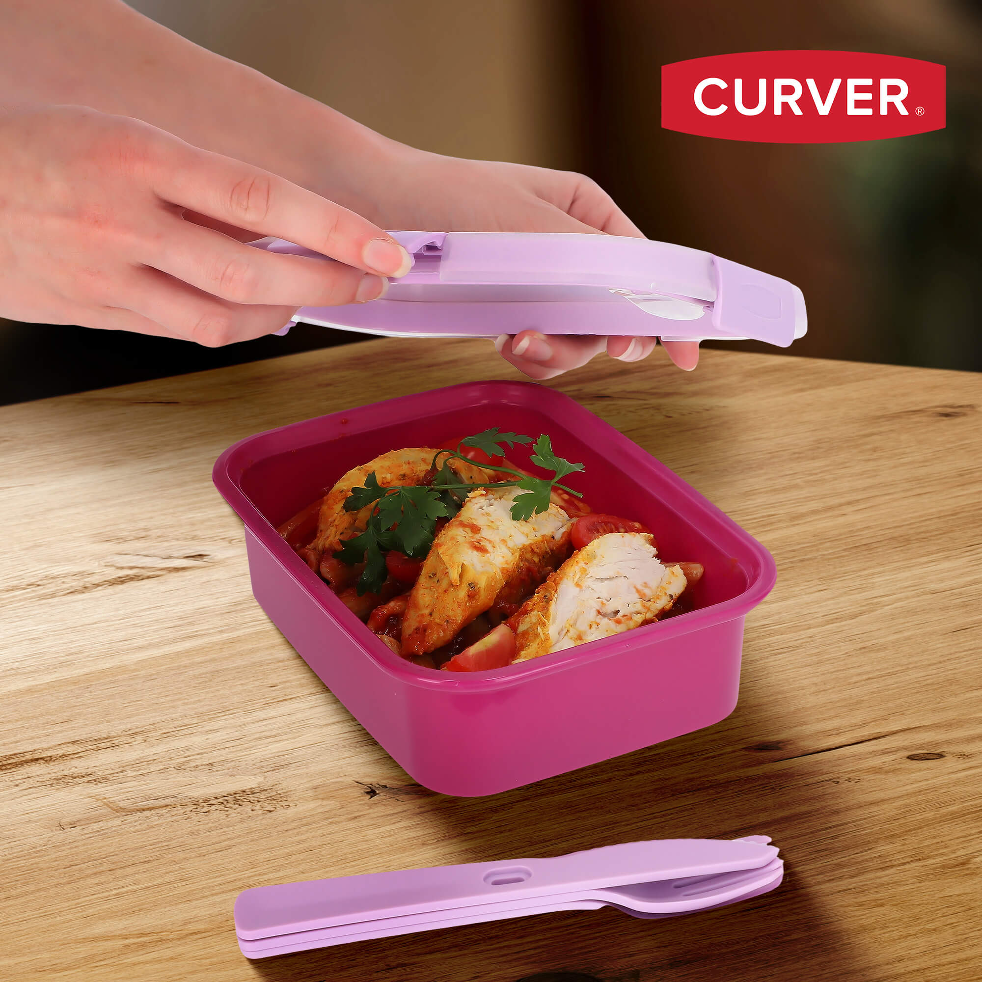 Pojemnik prostokątny 1L Curver To Go Lunch, fioletowy