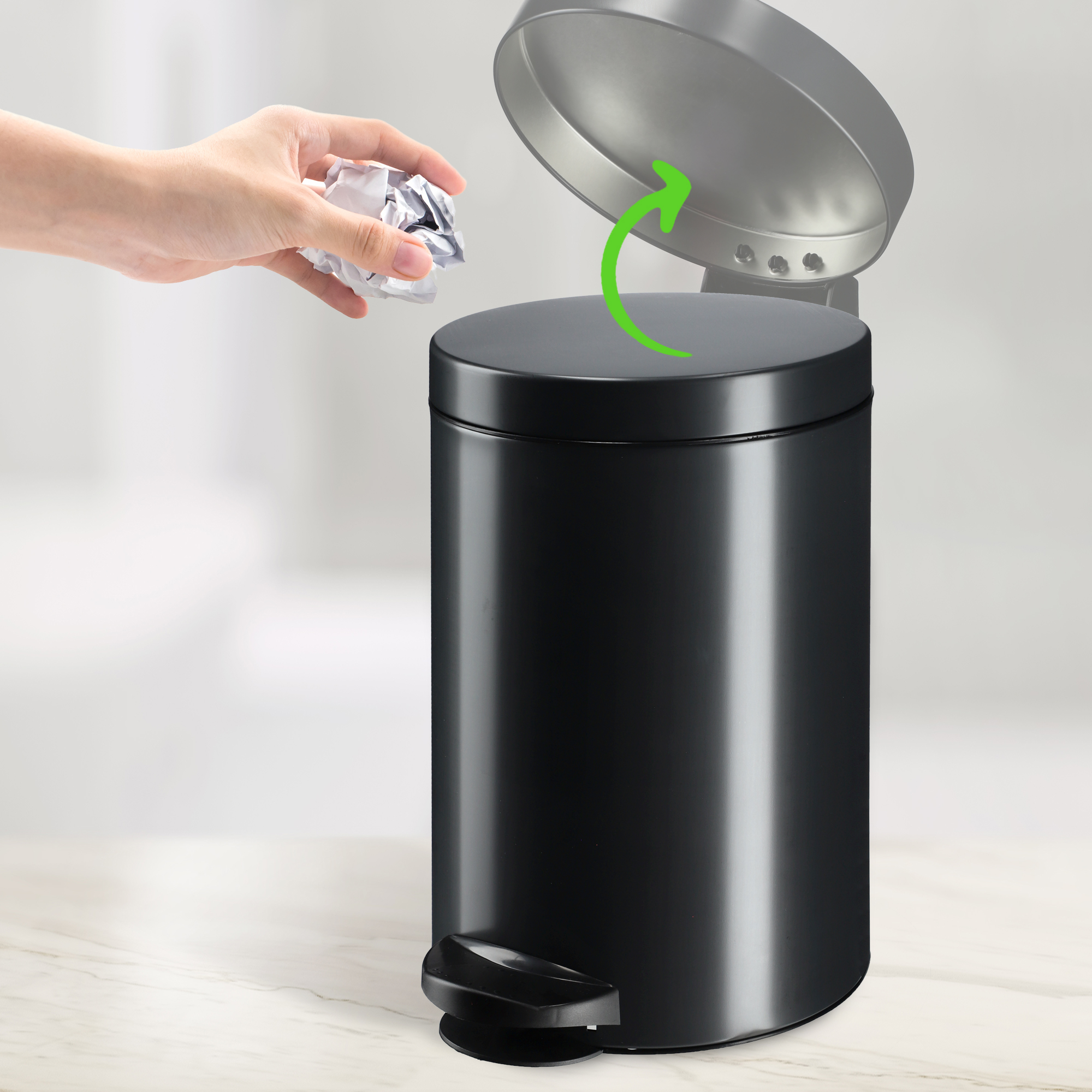 Stalowy kosz na śmieci Melfi 14L, czarny