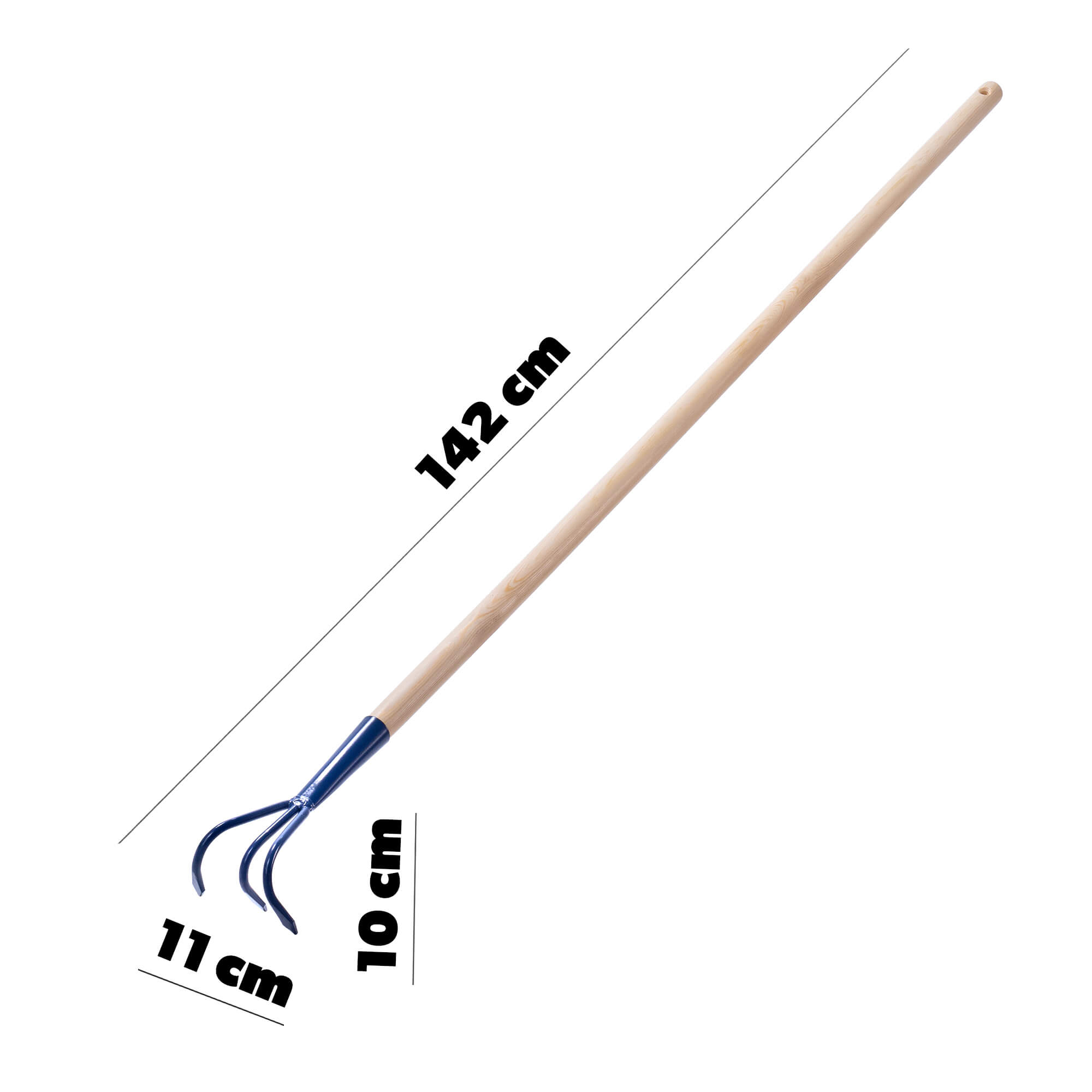 Kultywator ręczny 3-zębny Cogne 142 cm, niebieski