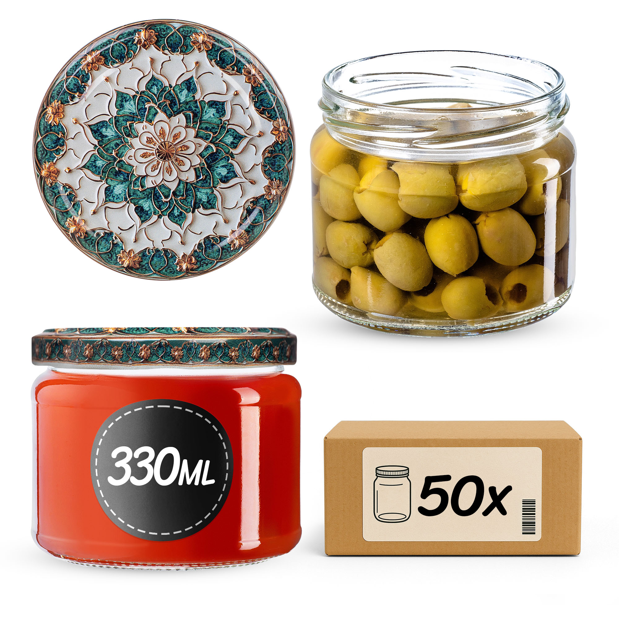Słoiki na przetwory Sonka 330ml fi82mm 50szt + wieczko Ceramics 1