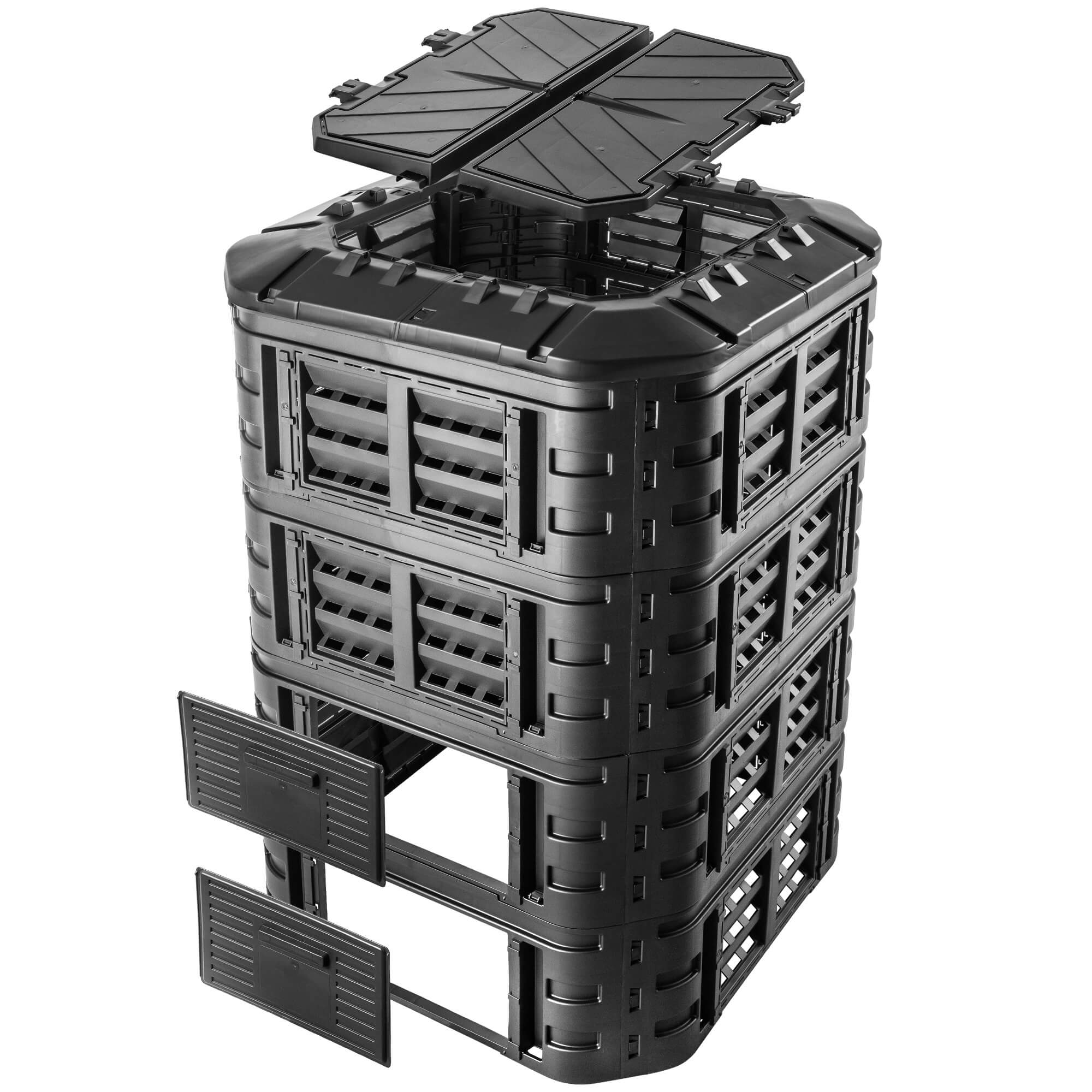 Kompostownik ogrodowy Nybro 1120L, czarny