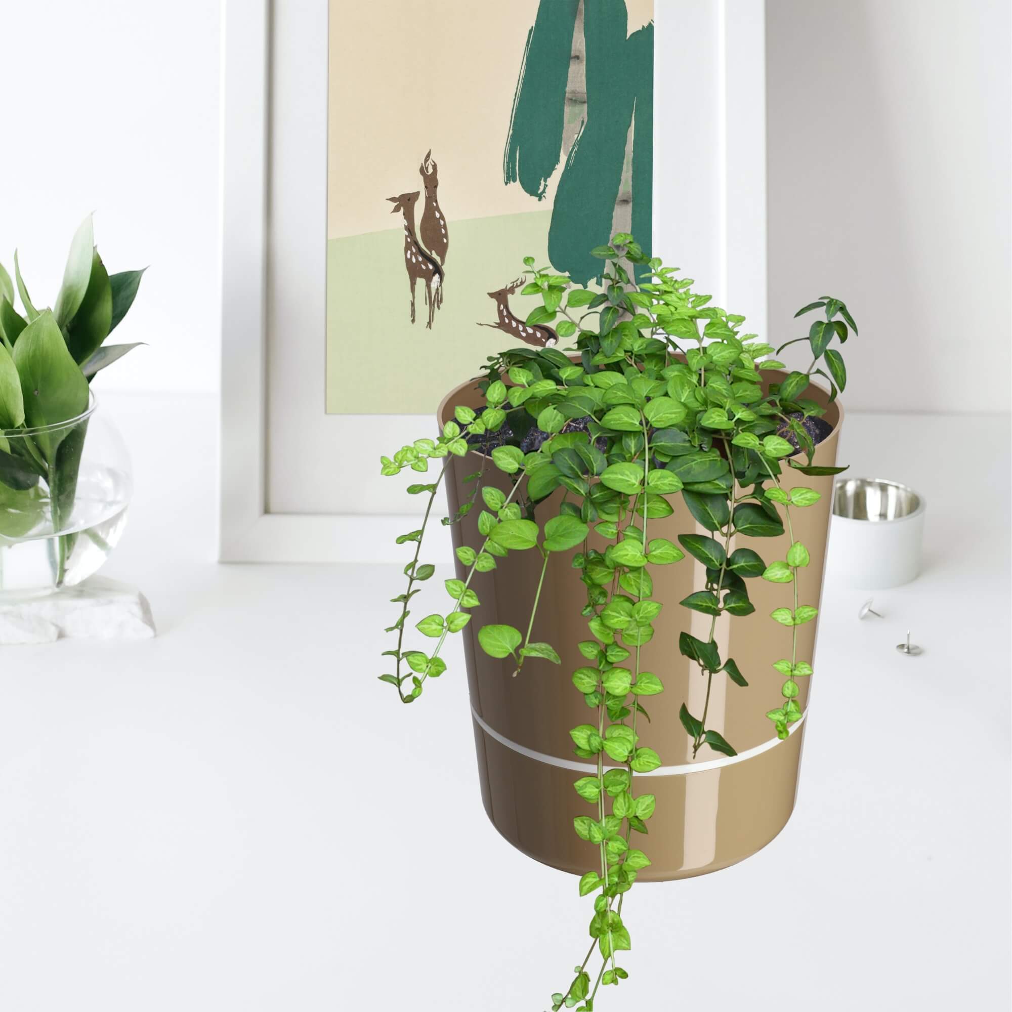 Doniczka na kwiaty okrągła Chisa 25 cm, beżowa