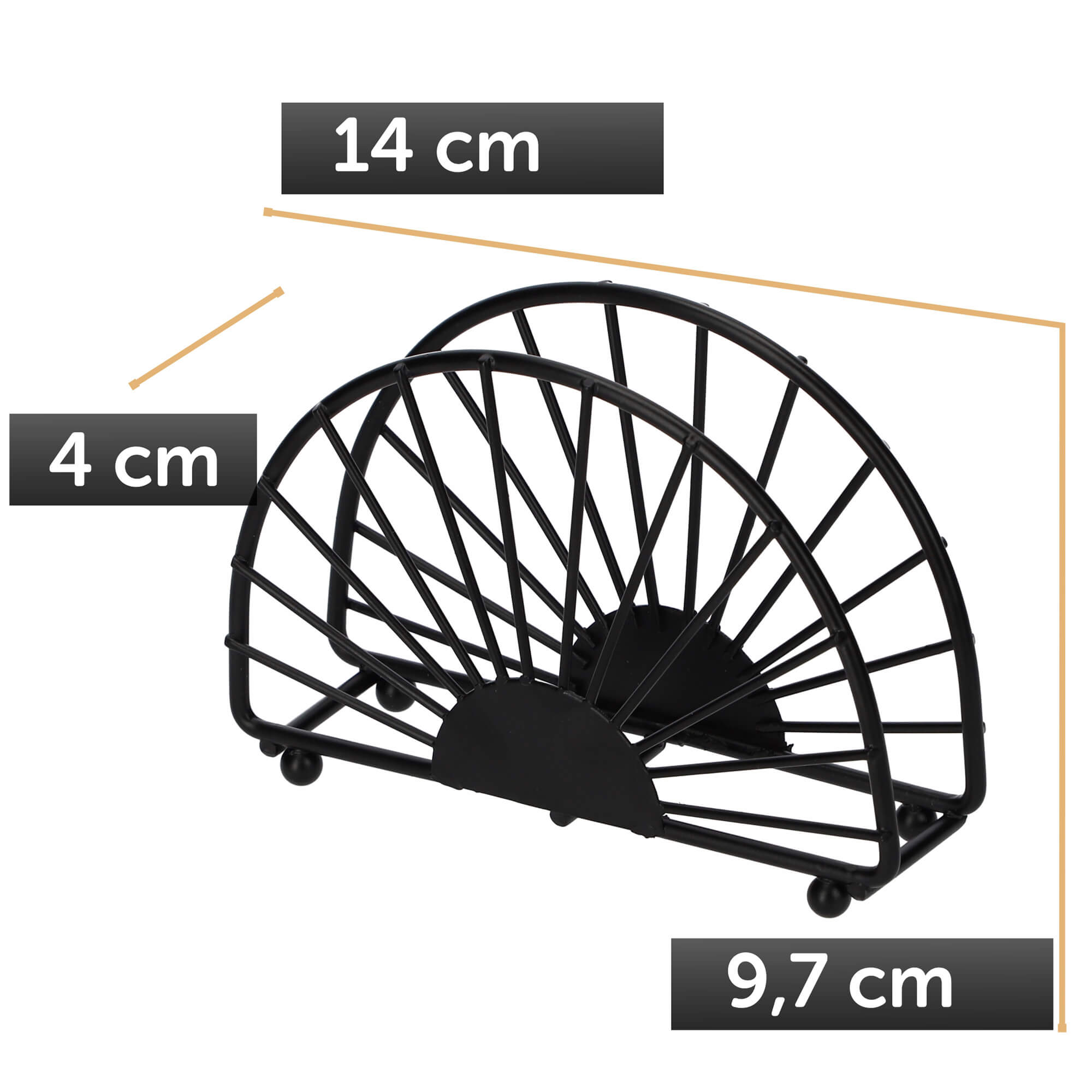 Serwetnik metalowy Detrier 14 cm, czarny