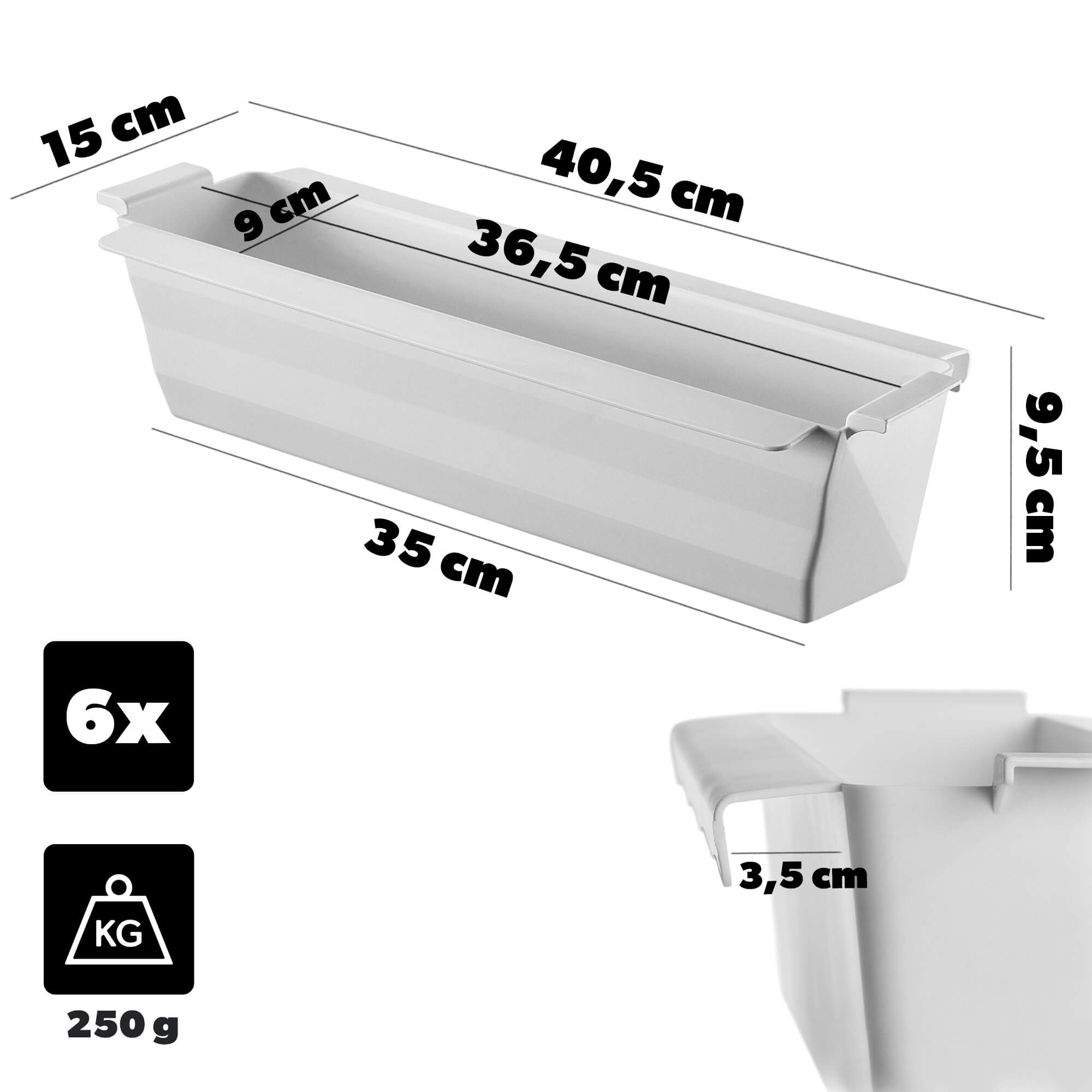 Doniczka do europalet Veere 40.5 cm biała 6 szt.