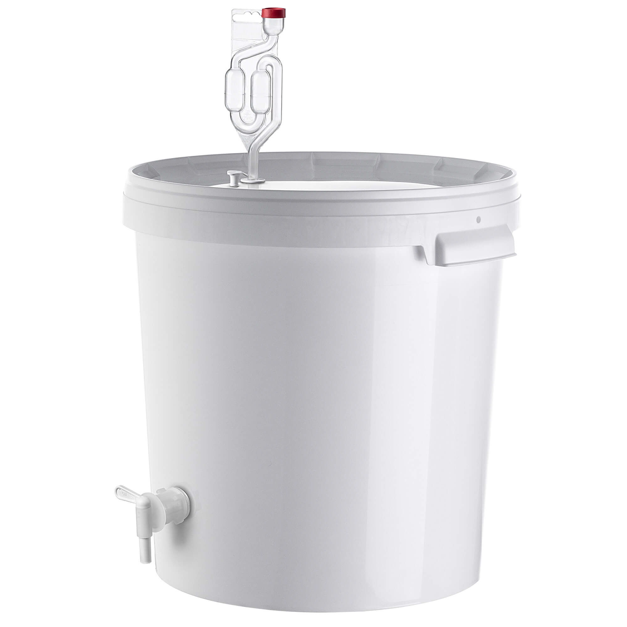 Pojemnik fermentacyjny Acerra z pokrywą 33L biały + kran + korek + rurka fermentacyjna