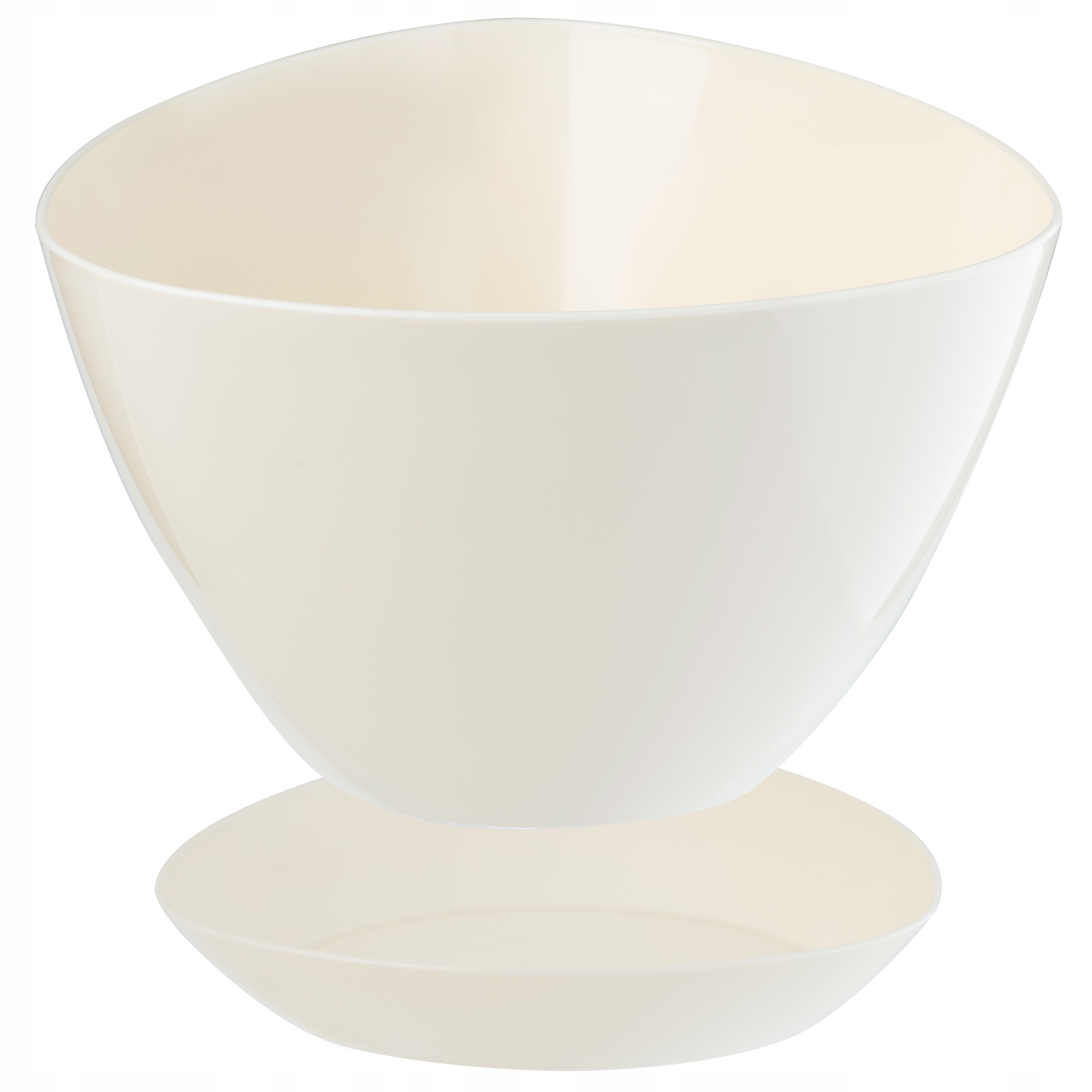 Doniczka trójkątna z podstawką 14 x 10 cm, kremowa