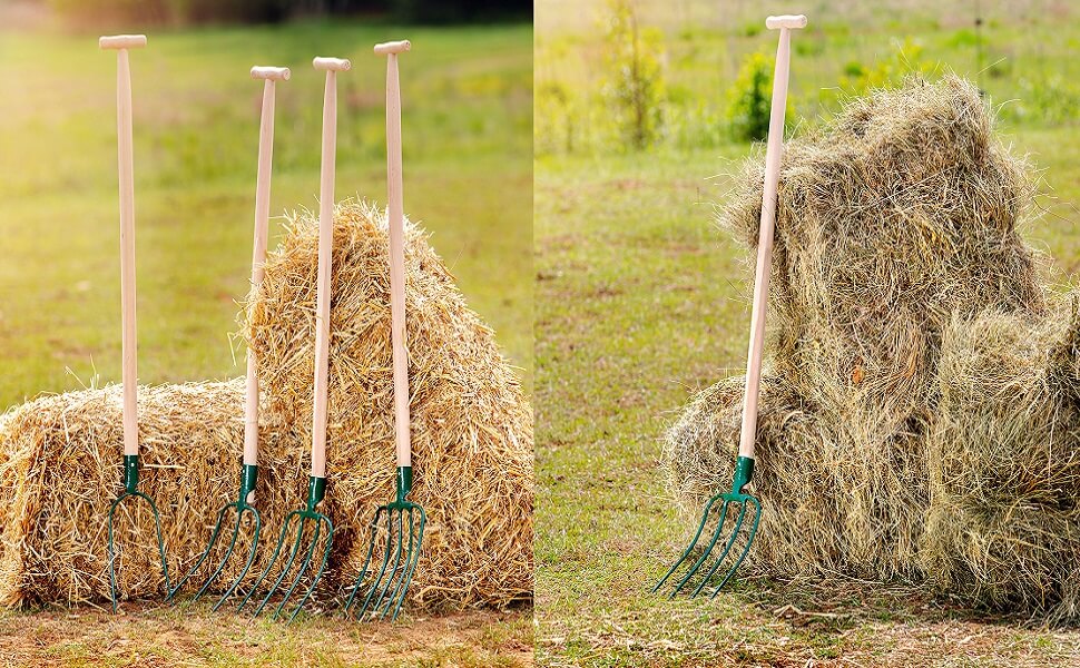 Widły do siania Varzi 4 zęby 129 cm, zielone