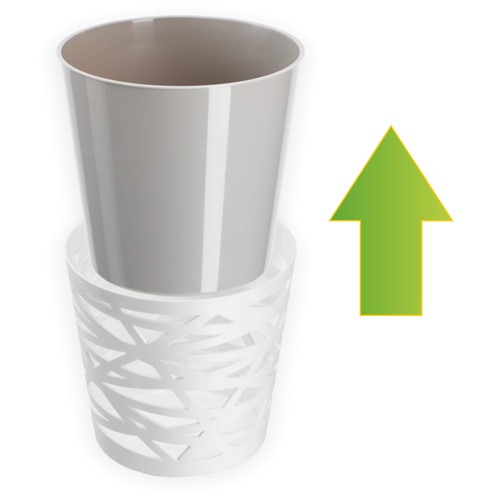 Doniczka z wkładem Rusio 13 cm, szara