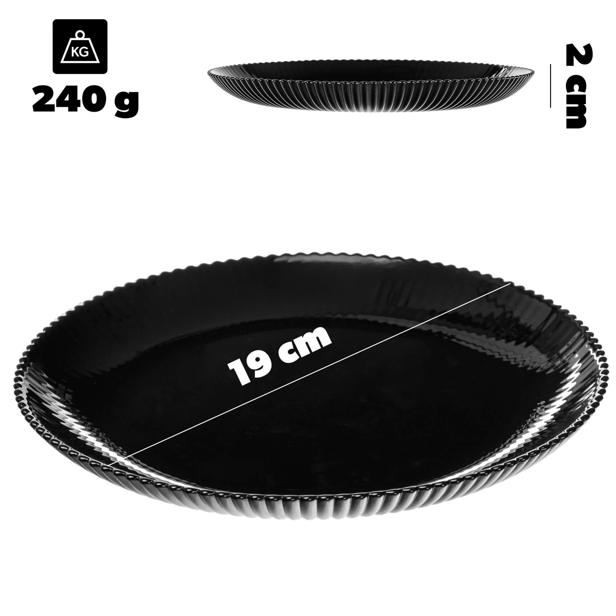 Talerz deserowy Regno 19 cm czarny 3 szt.