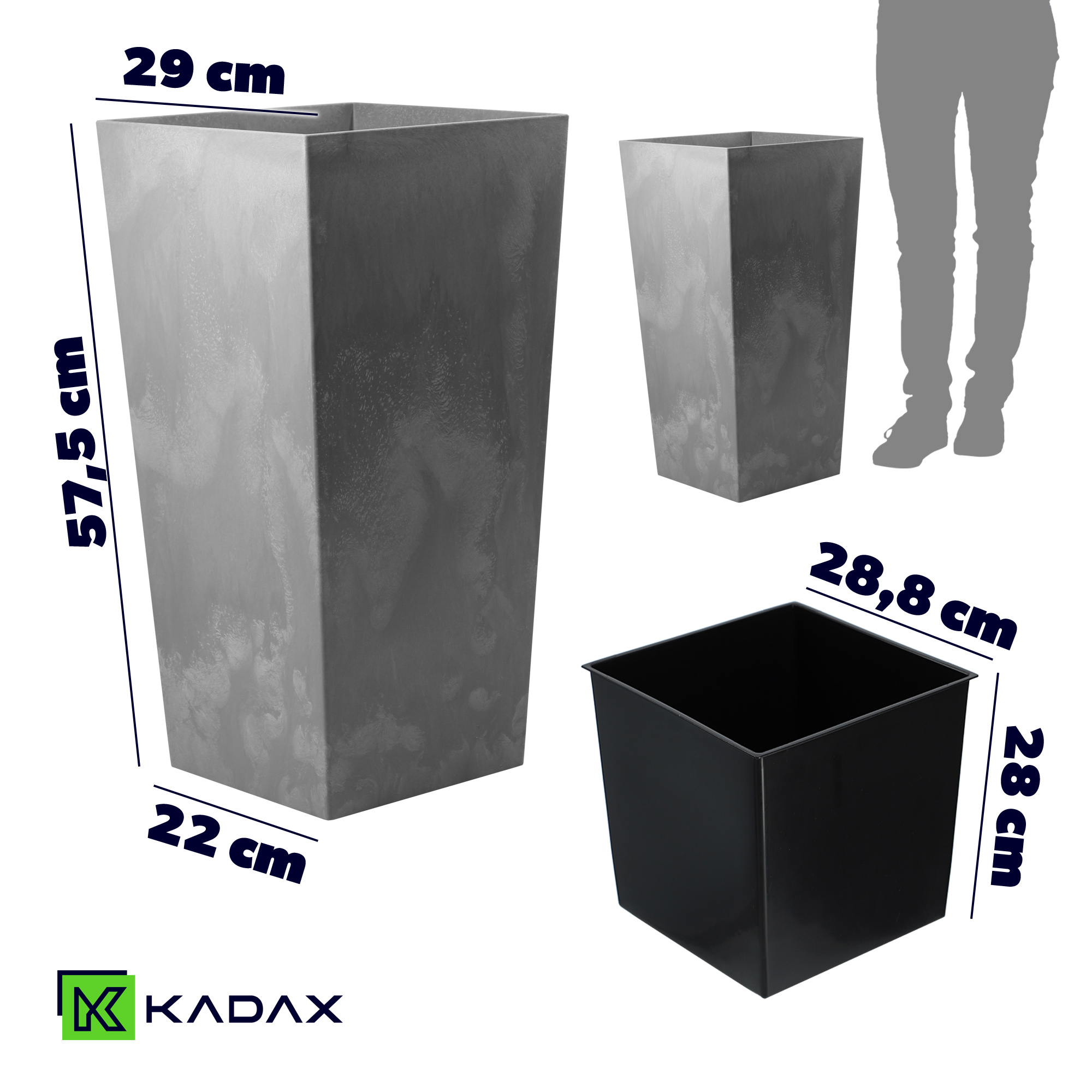 Donica ogrodowa Pesaro 30cm szary beton