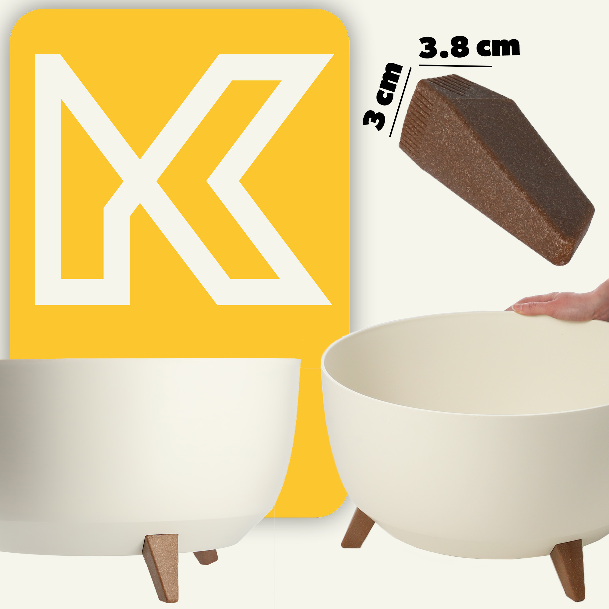 Misa na kwiaty z nóżkami Luri 47 cm, kremowa