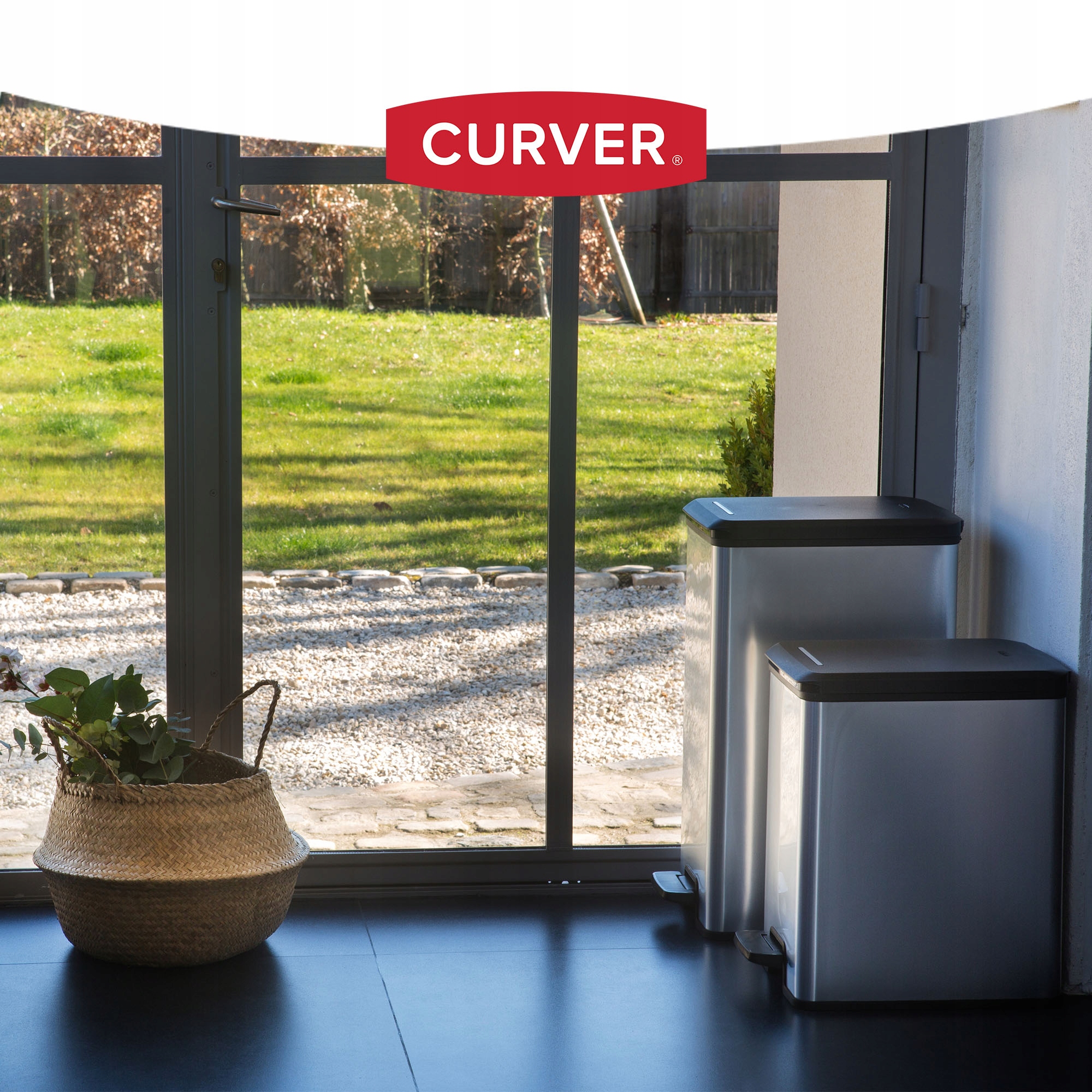 Kosz na śmieci Curver Slim Bin 25L, srebrny