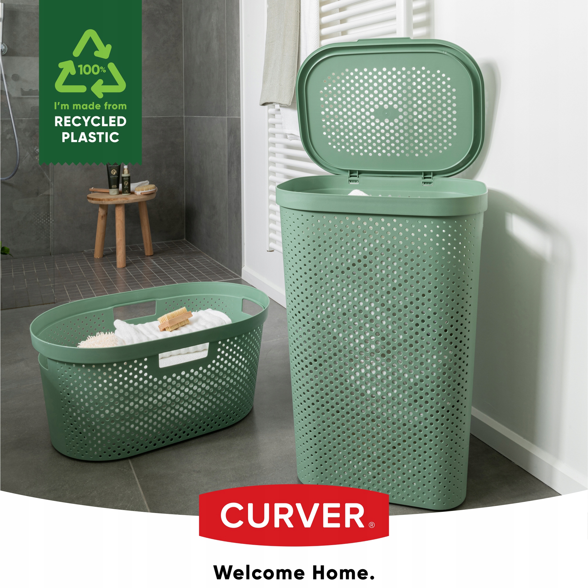 Kosze z pokrywą Curver Infinity 60L mix kolorów, 2 szt. czarny i zielony